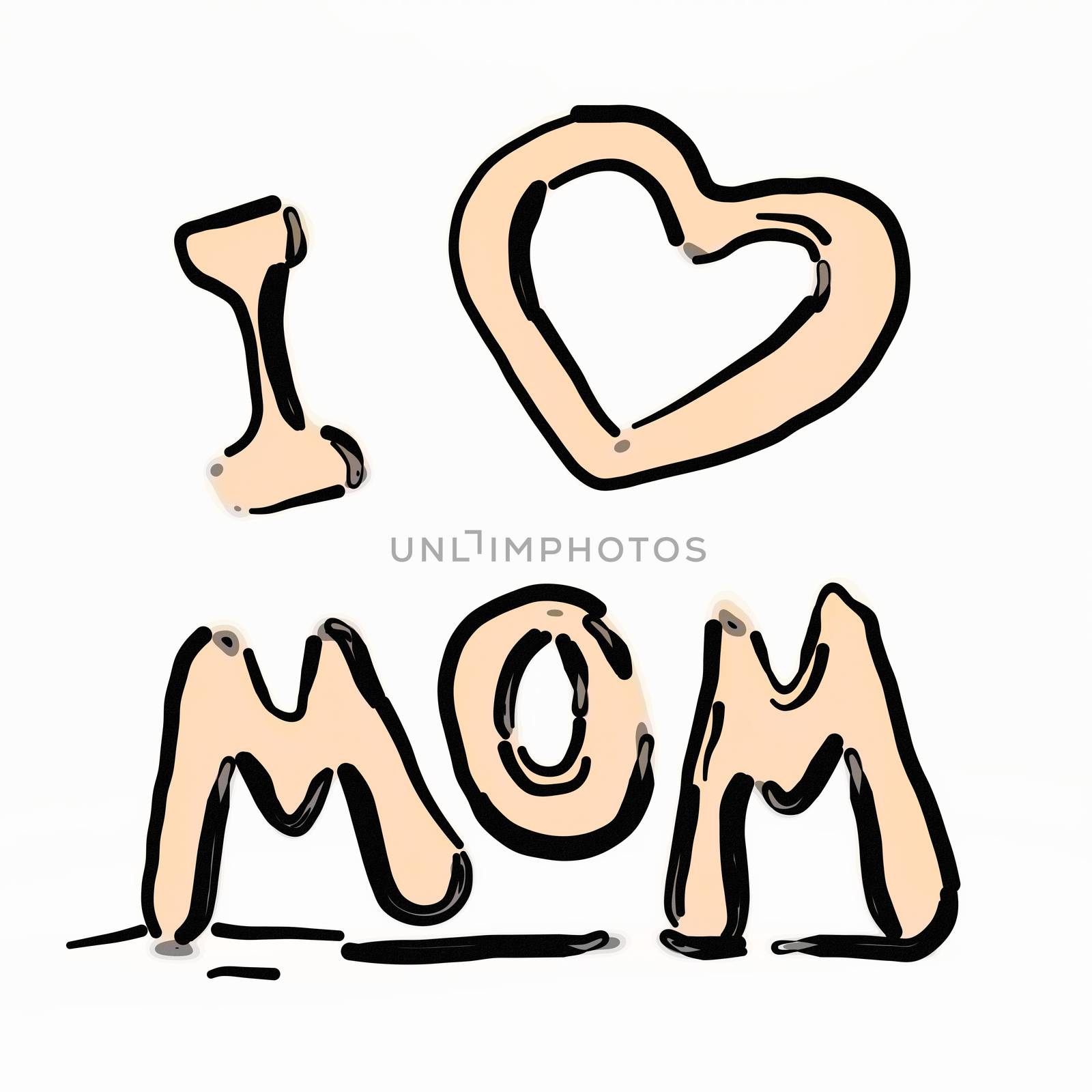  Happy mother's day flying painted letters. 2D illustration by skrotov
