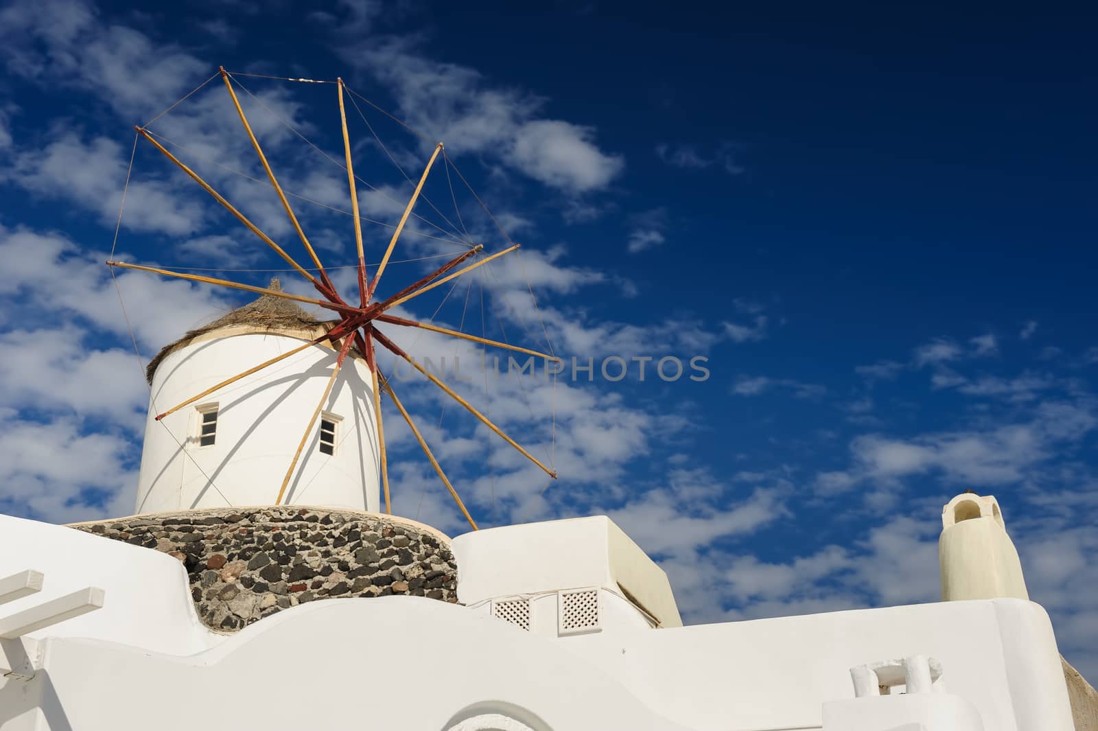 Windwill of Oia Santorini, Greece, copyspace by starush