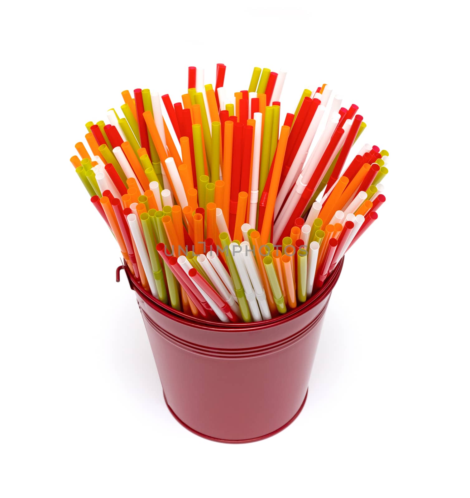 Colored straws in little bucket by DNKSTUDIO