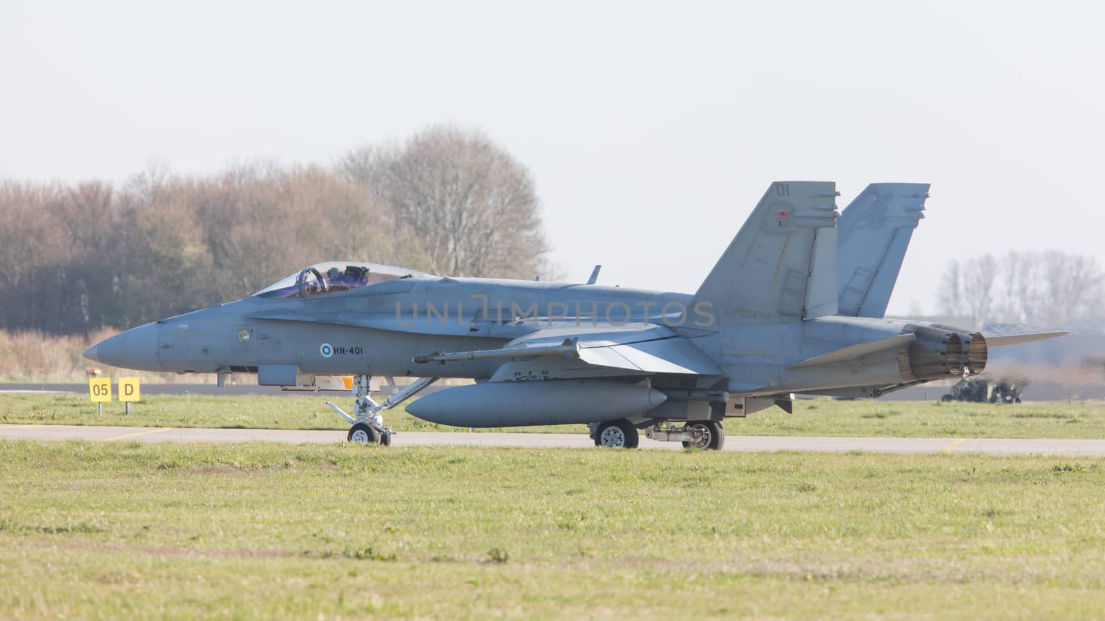 LEEUWARDEN, NETHERLANDS - APRIL 11, 2016: Finish Air Force F-18  by michaklootwijk