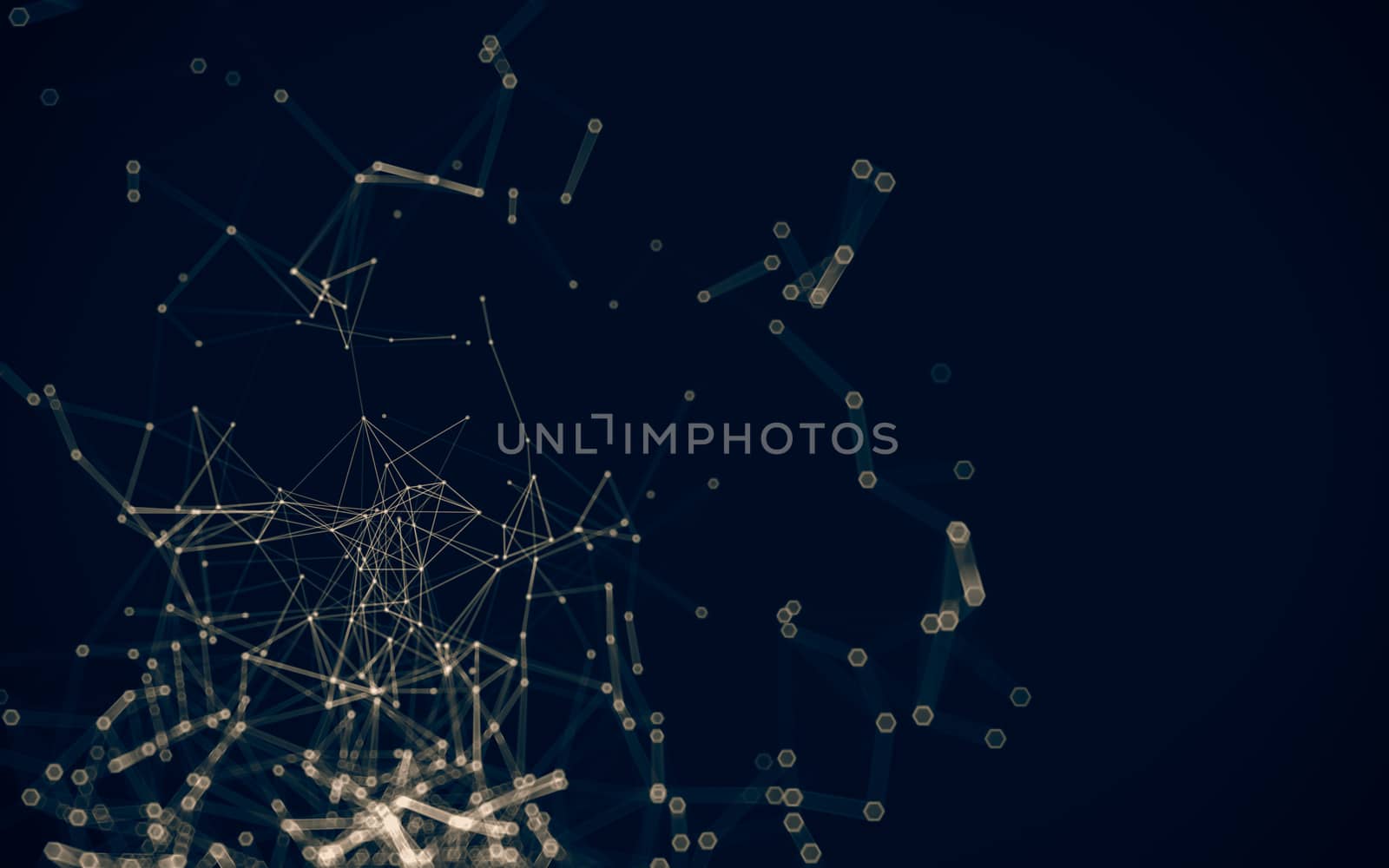 Abstract polygonal space low poly dark background with connecting dots and lines. Connection structure. 3d rendering