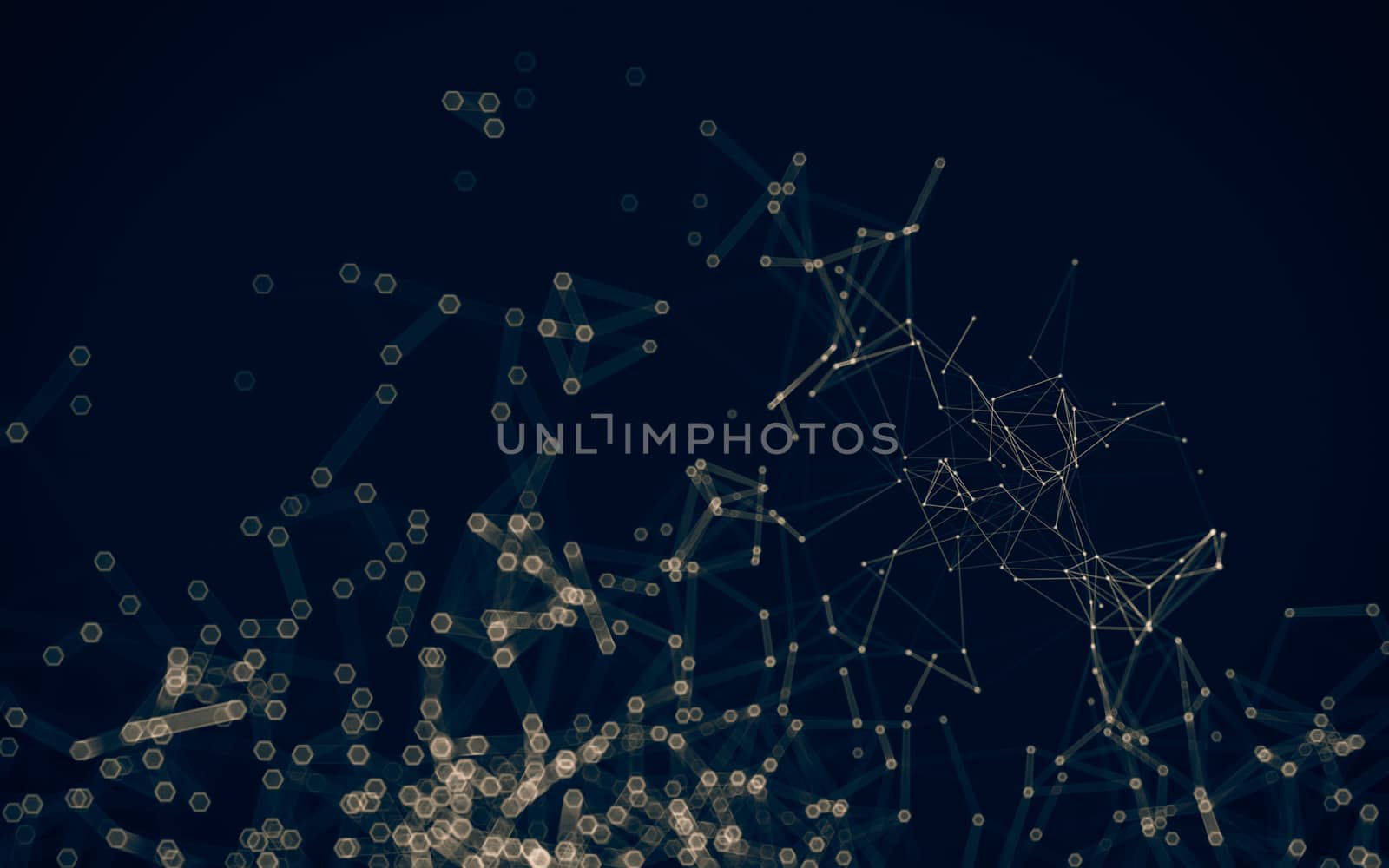 Abstract polygonal space low poly dark background with connecting dots and lines. Connection structure. 3d rendering