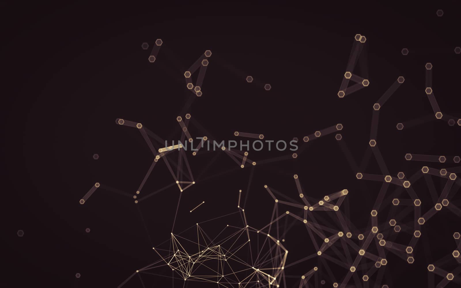 Abstract polygonal space low poly dark background, 3d rendering by teerawit