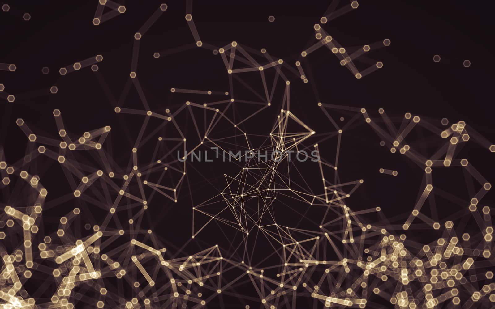 Abstract polygonal space low poly dark background, 3d rendering by teerawit