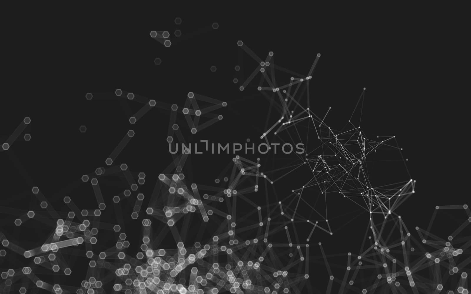 Abstract polygonal space low poly dark background with connecting dots and lines. Connection structure. 3d rendering