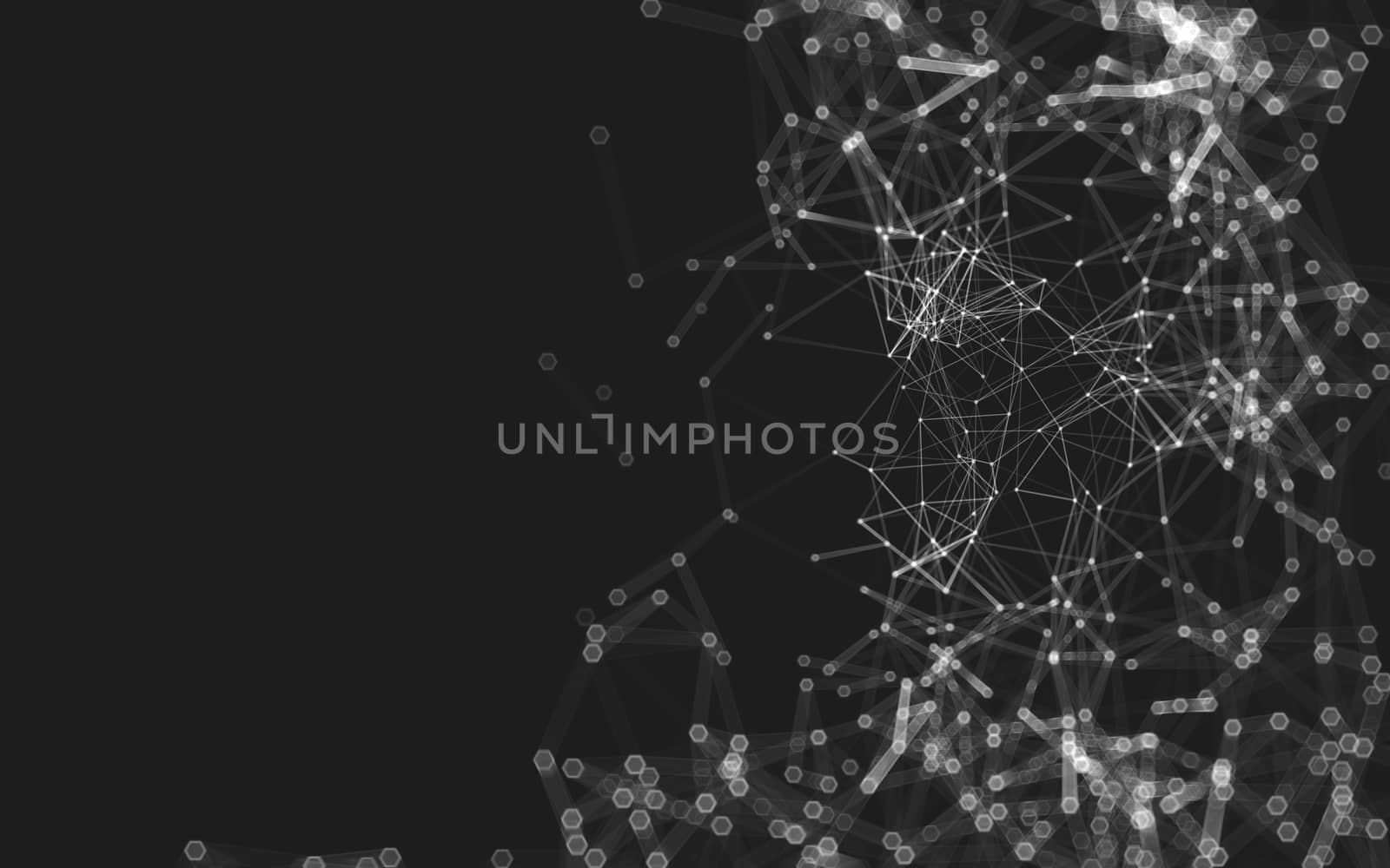 Abstract polygonal space low poly dark background with connecting dots and lines. Connection structure. 3d rendering