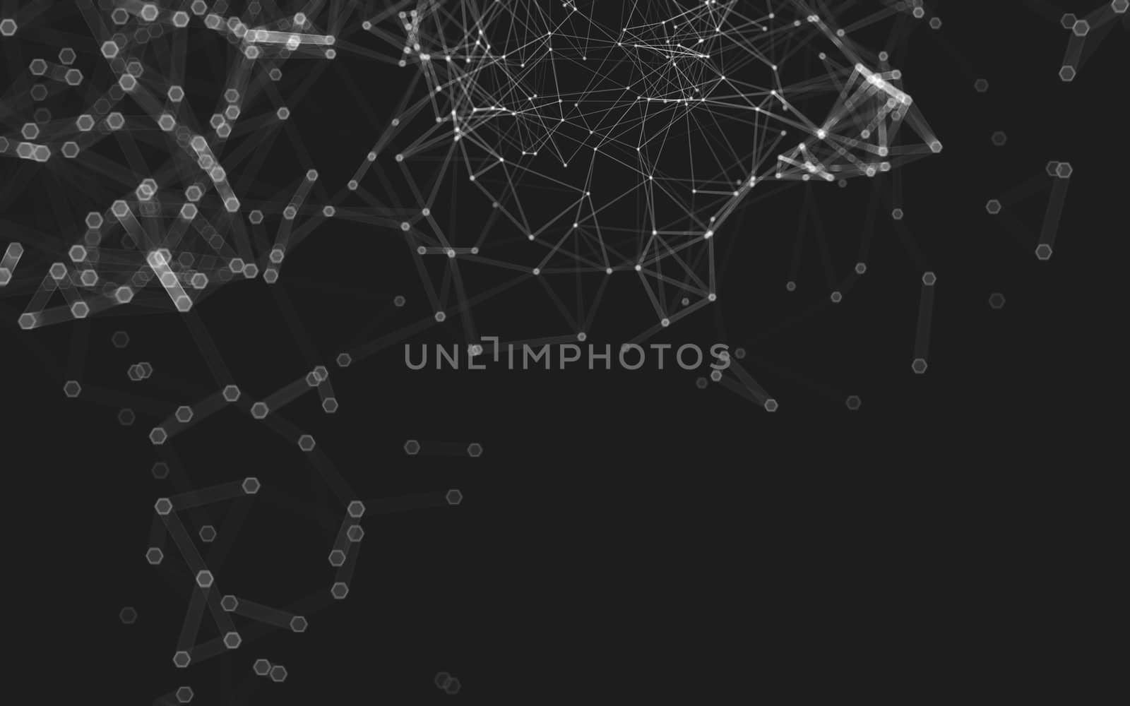 Abstract polygonal space low poly dark background with connecting dots and lines. Connection structure. 3d rendering