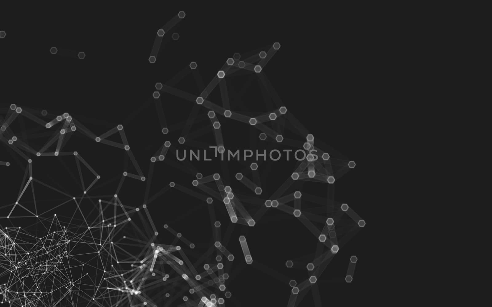 Abstract polygonal space low poly dark background with connecting dots and lines. Connection structure. 3d rendering