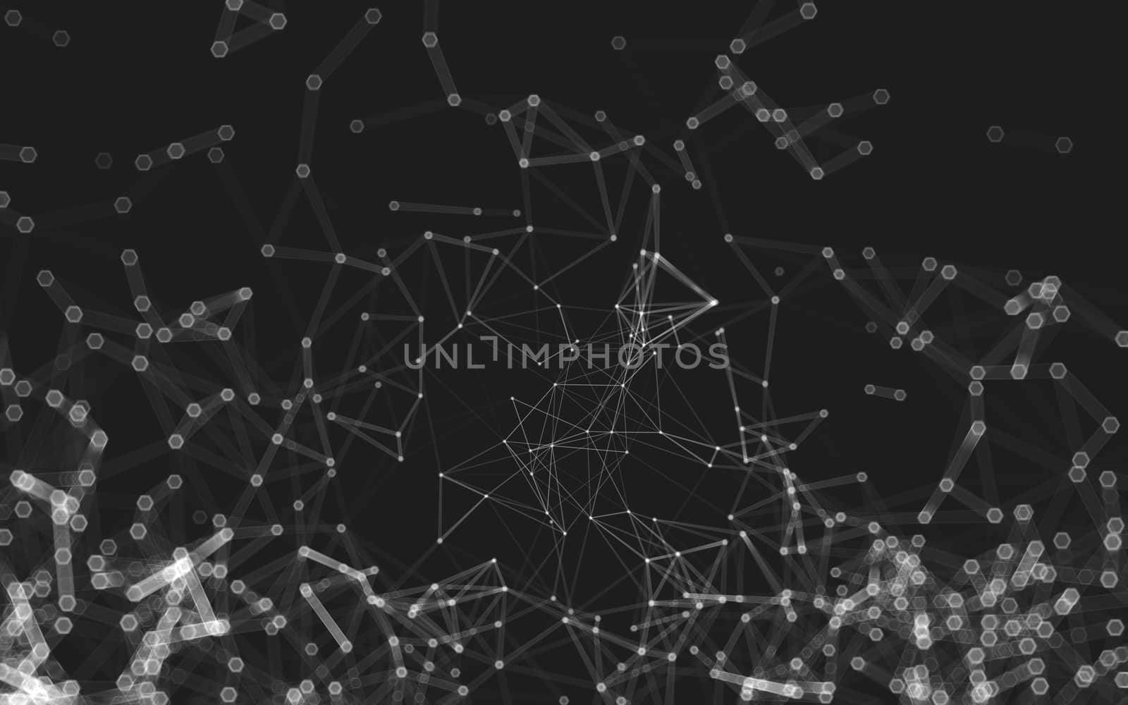 Abstract polygonal space low poly dark background with connecting dots and lines. Connection structure. 3d rendering