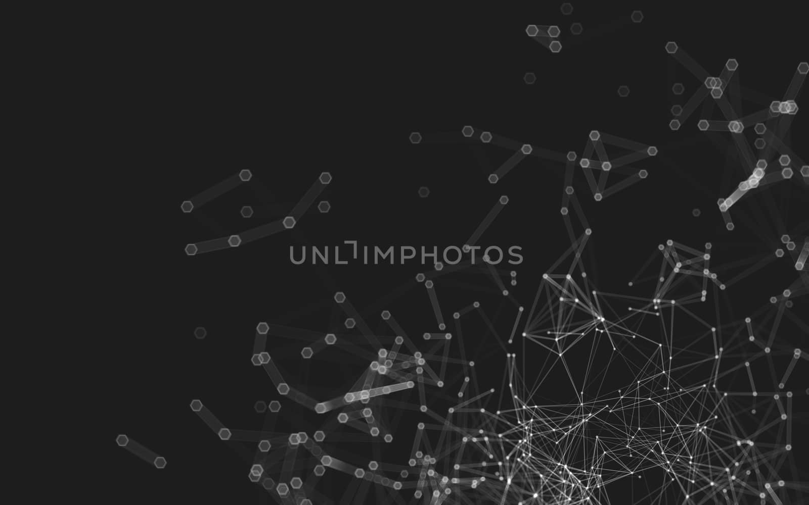 Abstract polygonal space low poly dark background with connecting dots and lines. Connection structure. 3d rendering