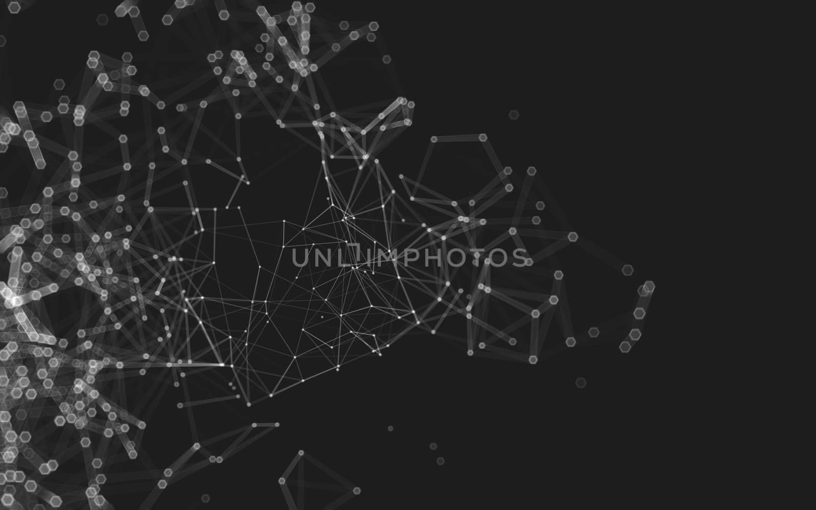 Abstract polygonal space low poly dark background with connecting dots and lines. Connection structure. 3d rendering