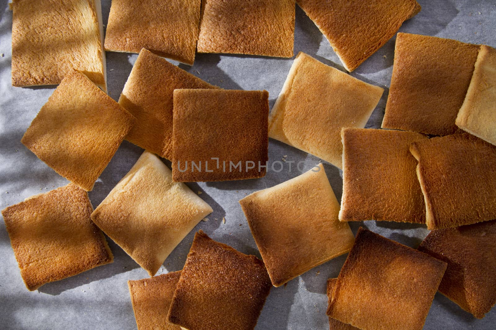 Presentation of slices of freshly roasted and ready for breakfast 
