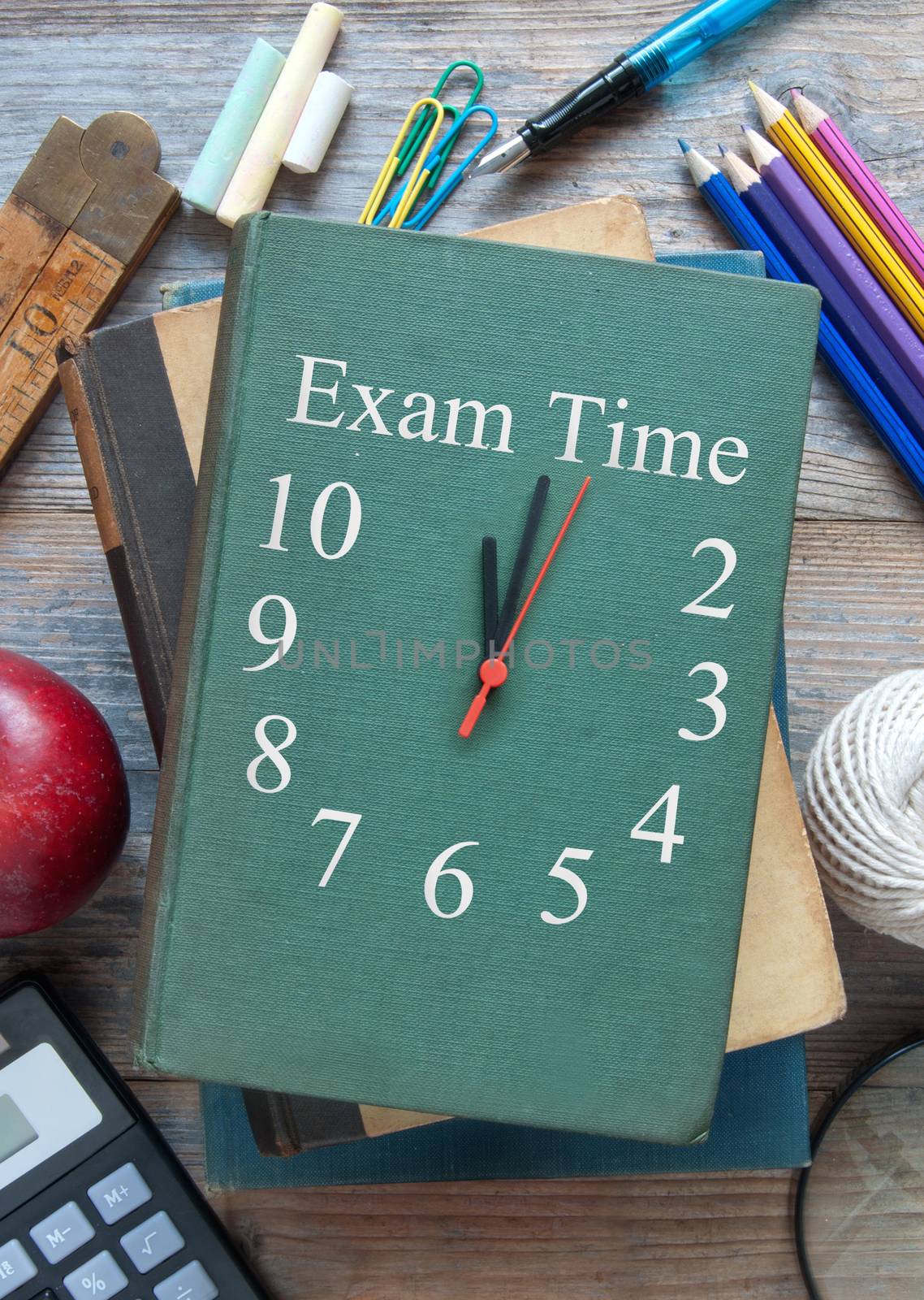 Time for exams clock book cover 