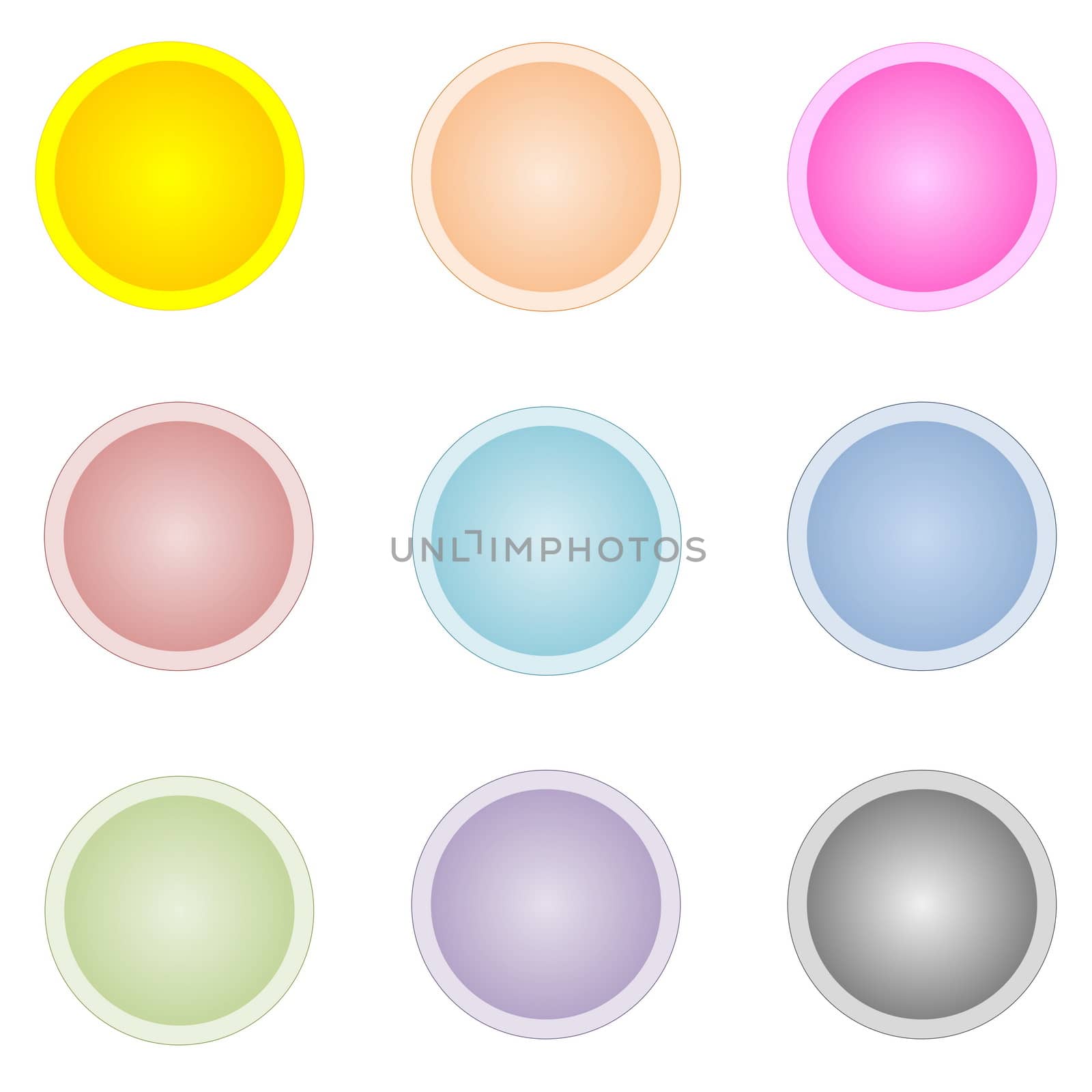 Set of colorful circle buttons by Elenaphotos21