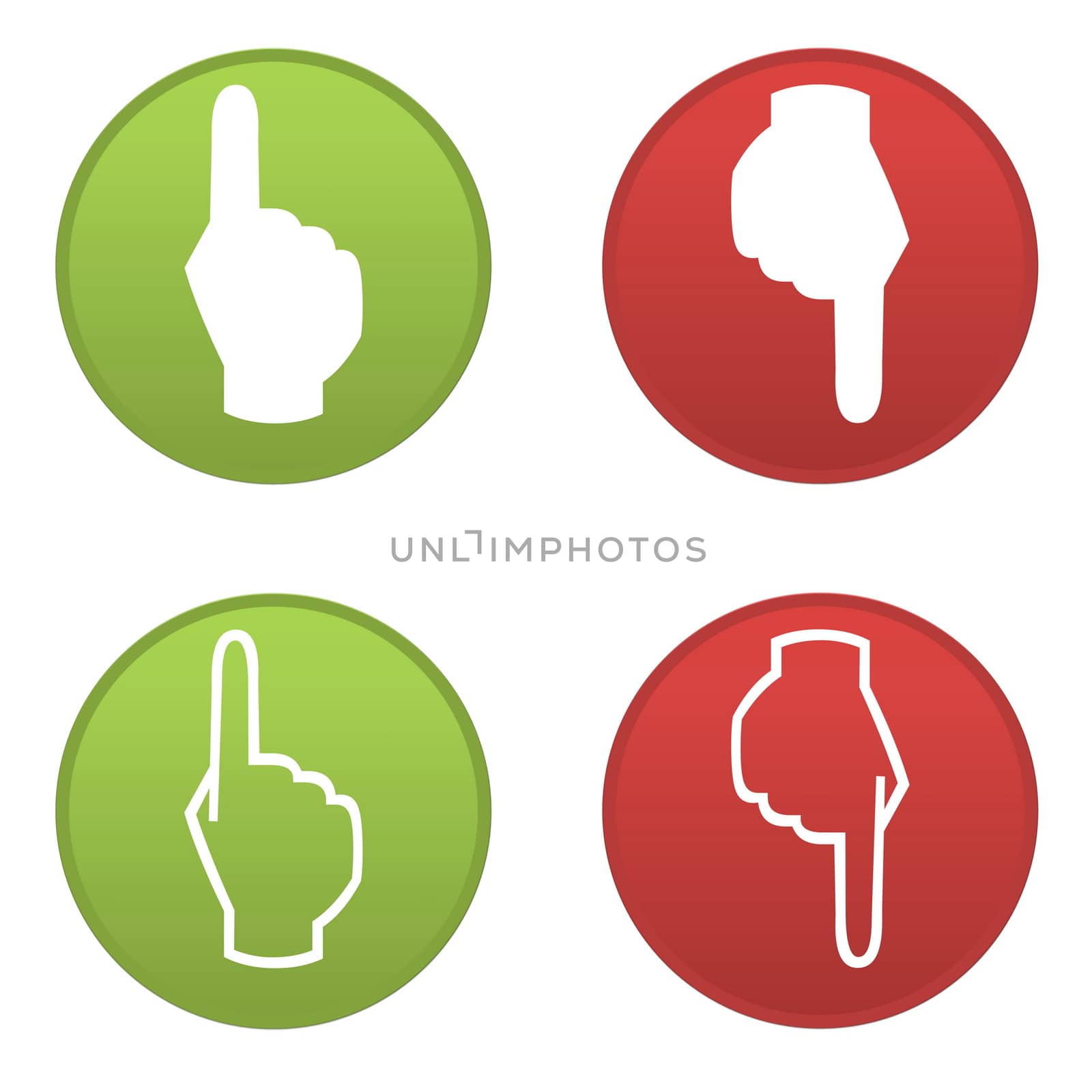 Set of hand direction icons isolated in white background
