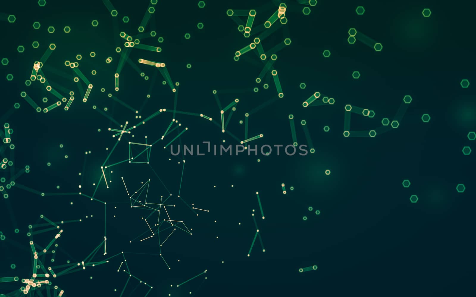 Abstract polygonal space low poly dark background, 3d rendering by teerawit