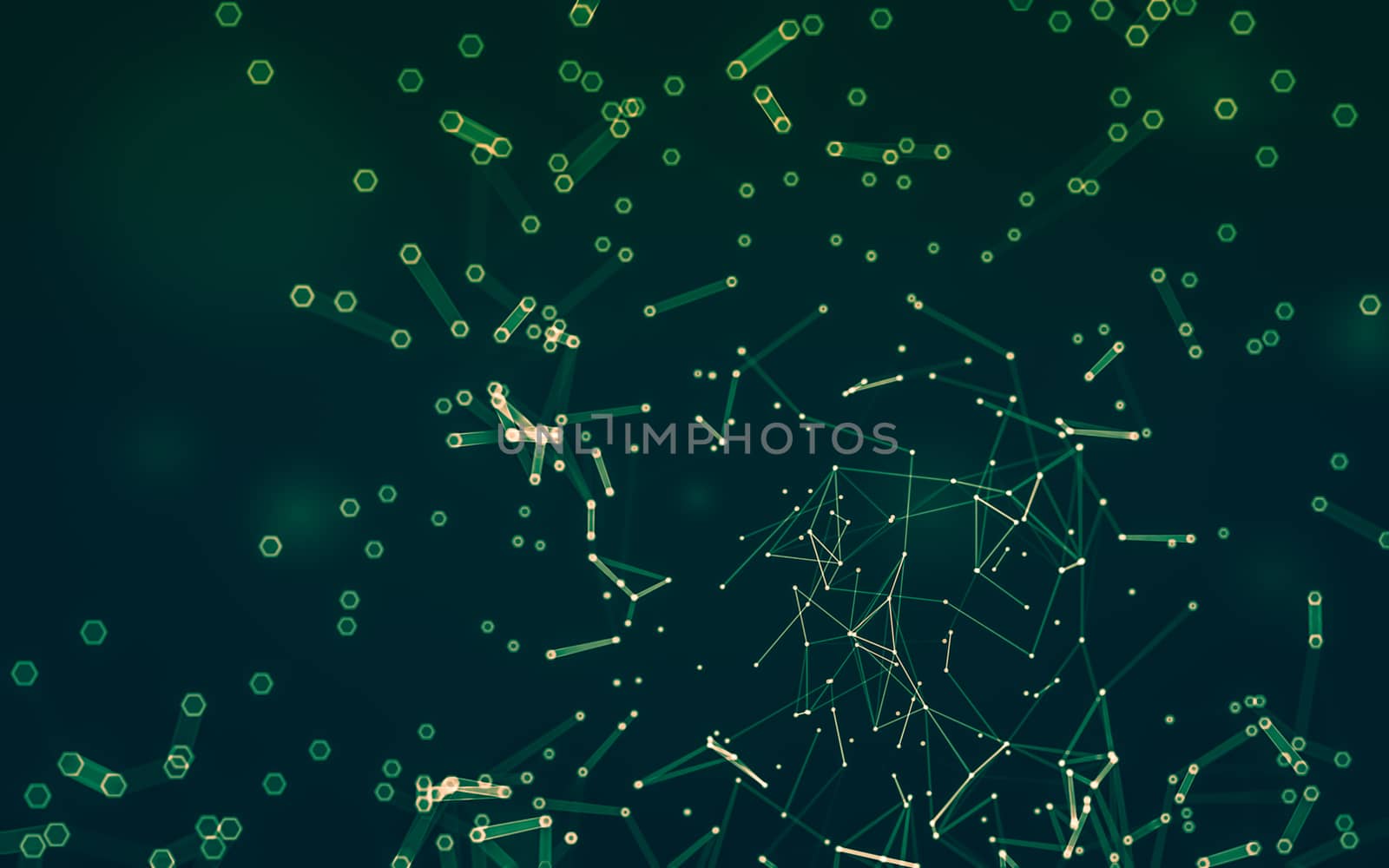 Abstract polygonal space low poly dark background with connecting dots and lines. Connection structure. 3d rendering