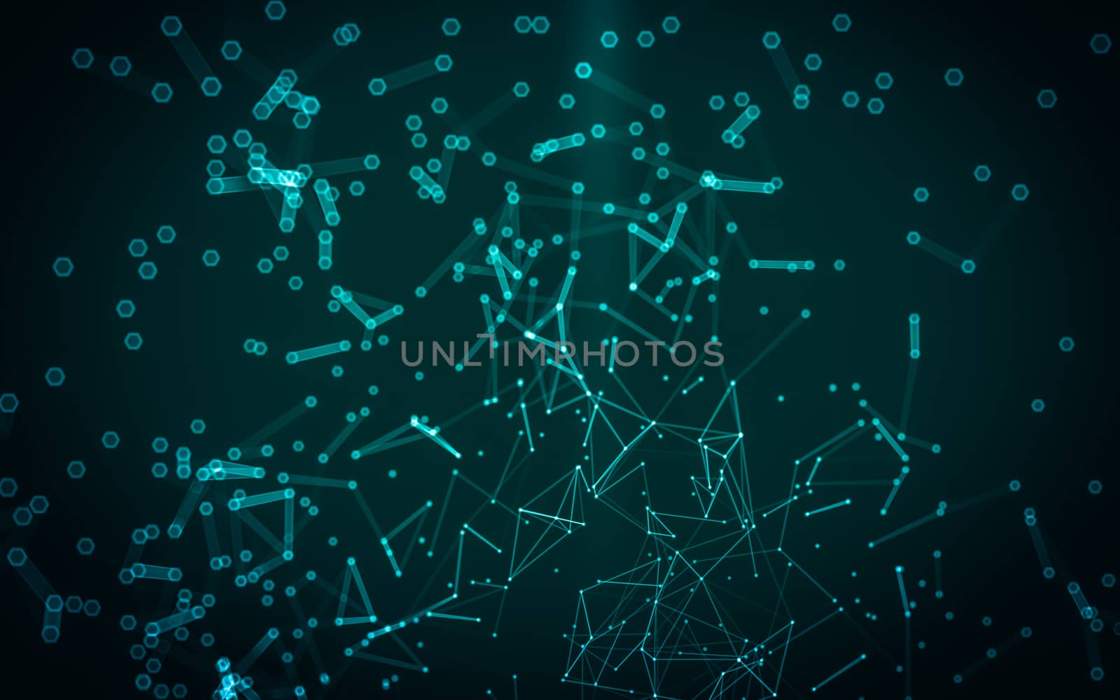 Abstract polygonal space low poly dark background, 3d rendering by teerawit