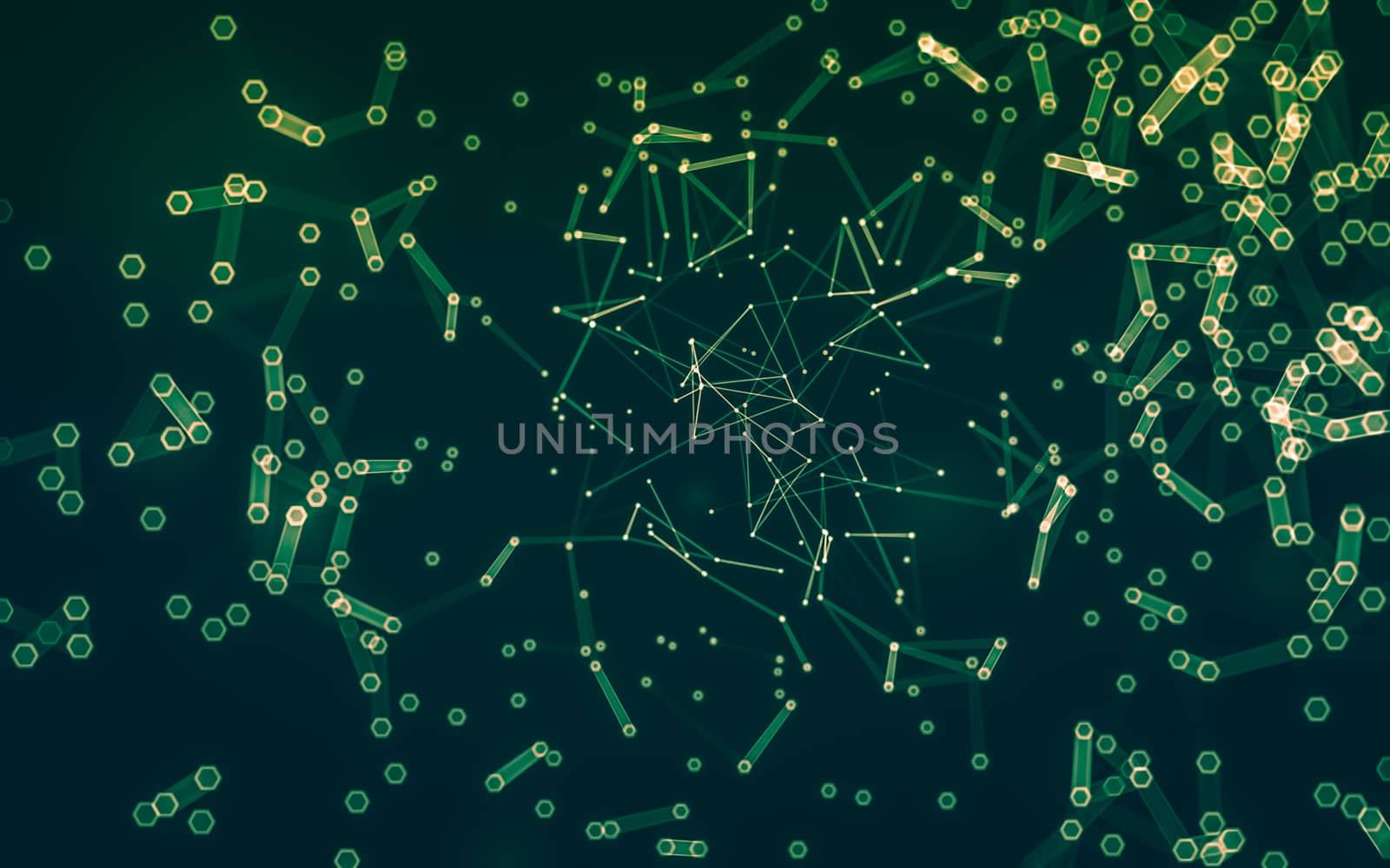 Abstract polygonal space low poly dark background with connecting dots and lines. Connection structure. 3d rendering