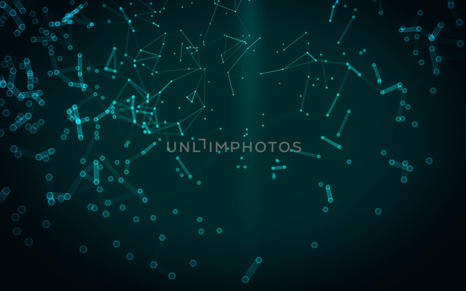 Abstract polygonal space low poly dark background, 3d rendering by teerawit