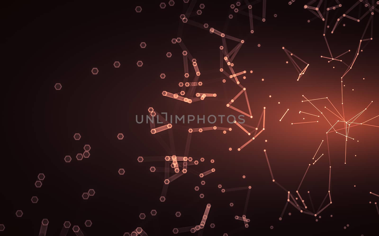 Abstract polygonal space low poly dark background with connecting dots and lines. Connection structure. 3d rendering