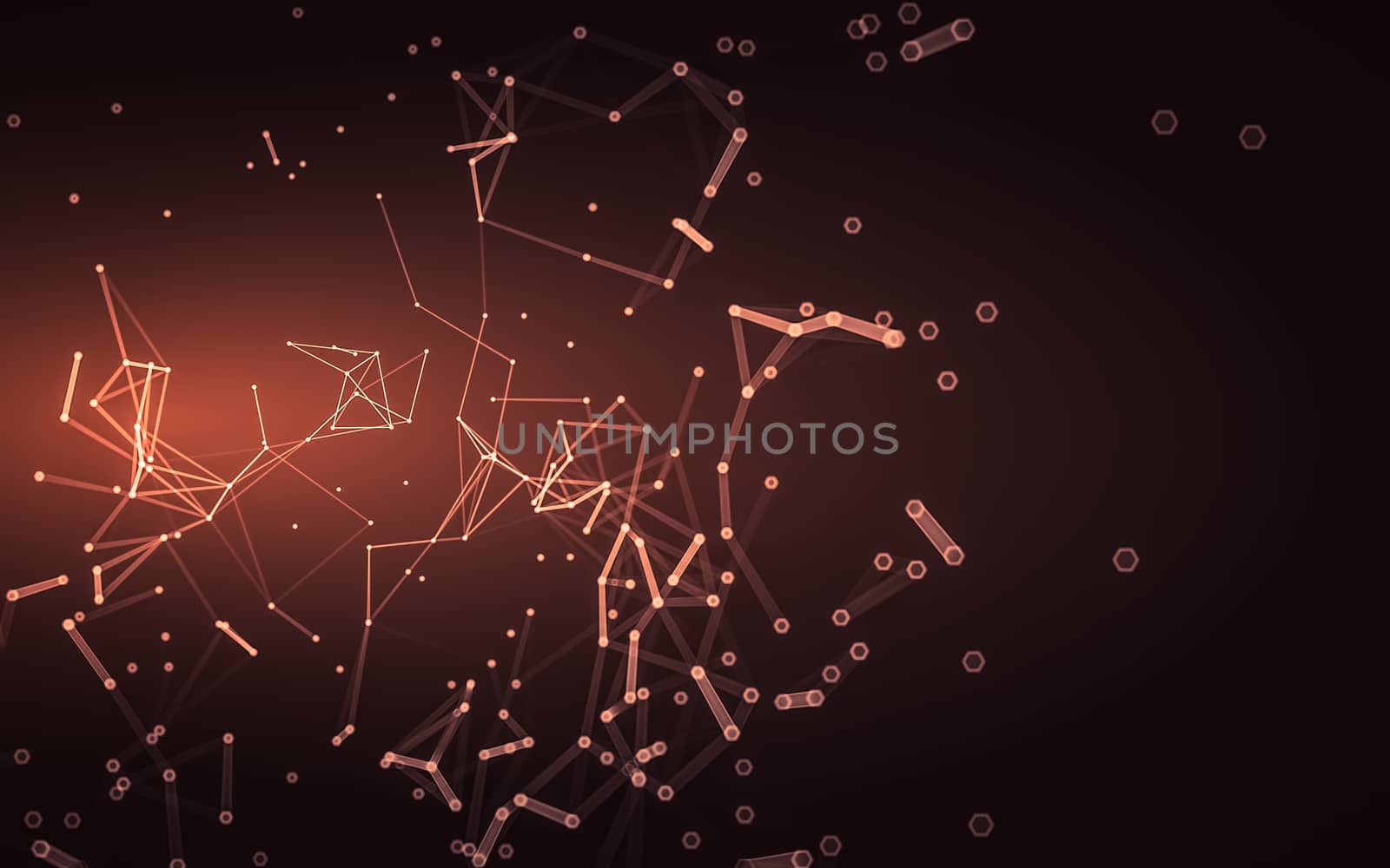 Abstract polygonal space low poly dark background with connecting dots and lines. Connection structure. 3d rendering