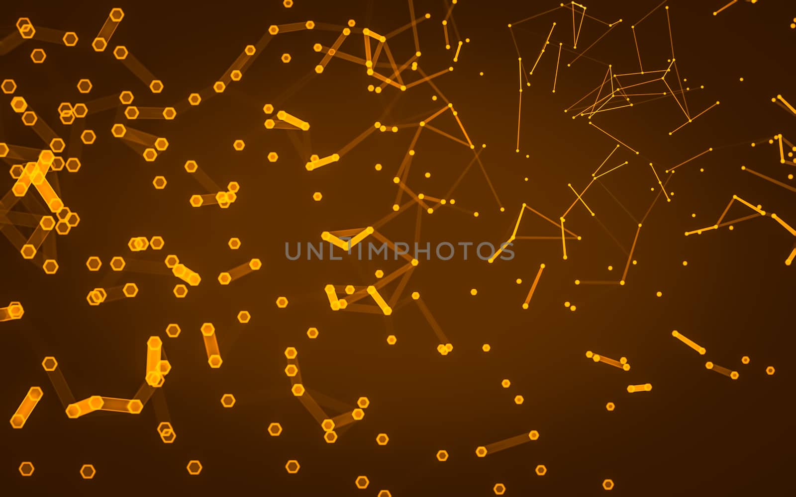 Abstract polygonal space low poly dark background with connecting dots and lines. Connection structure. 3d rendering