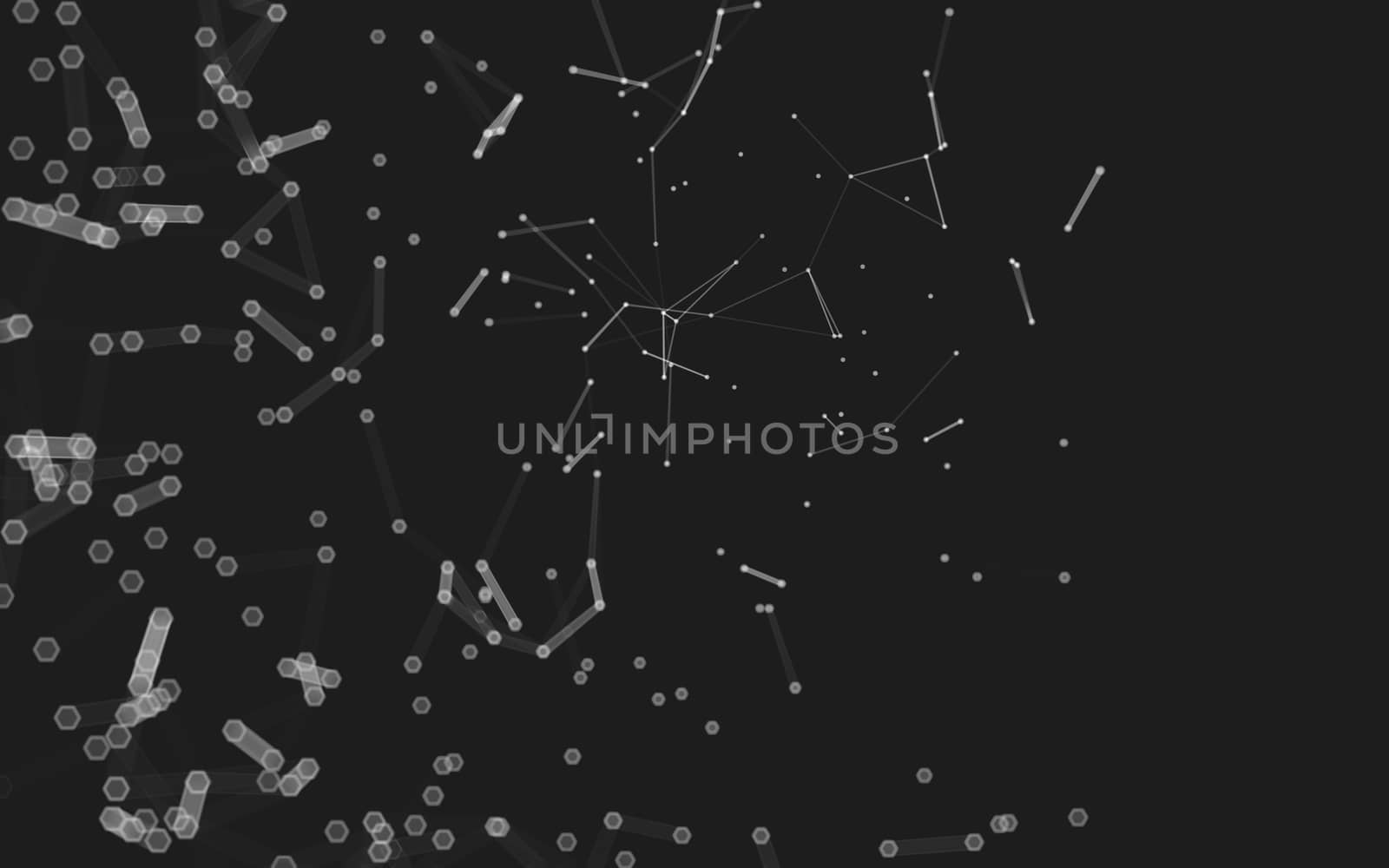 Abstract polygonal space low poly dark background with connecting dots and lines. Connection structure. 3d rendering