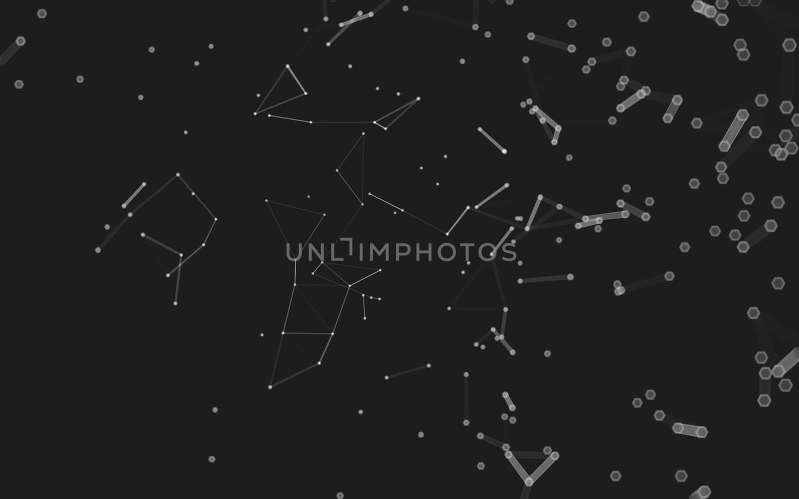 Abstract polygonal space low poly dark background with connecting dots and lines. Connection structure. 3d rendering