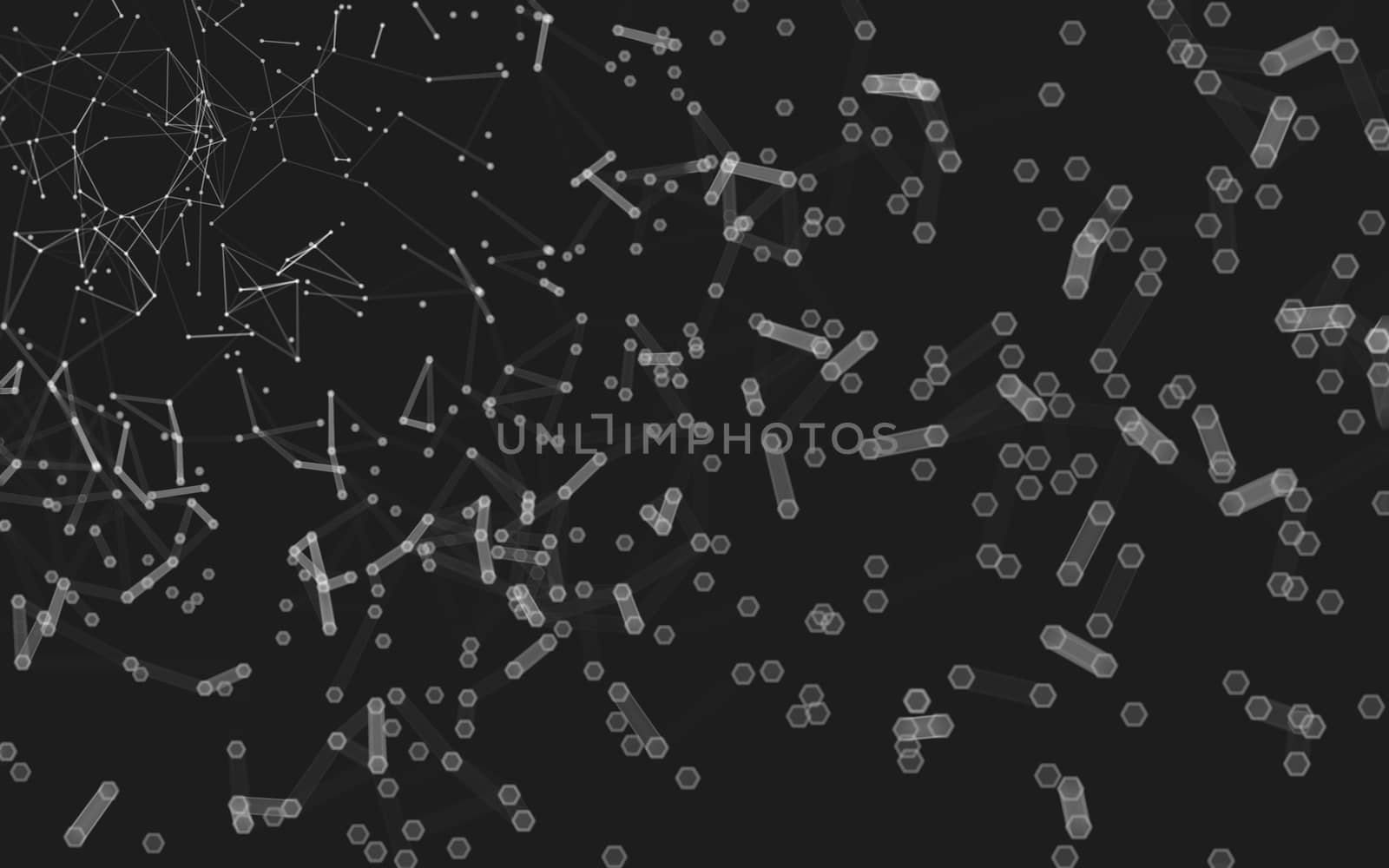 Abstract polygonal space low poly dark background with connecting dots and lines. Connection structure. 3d rendering