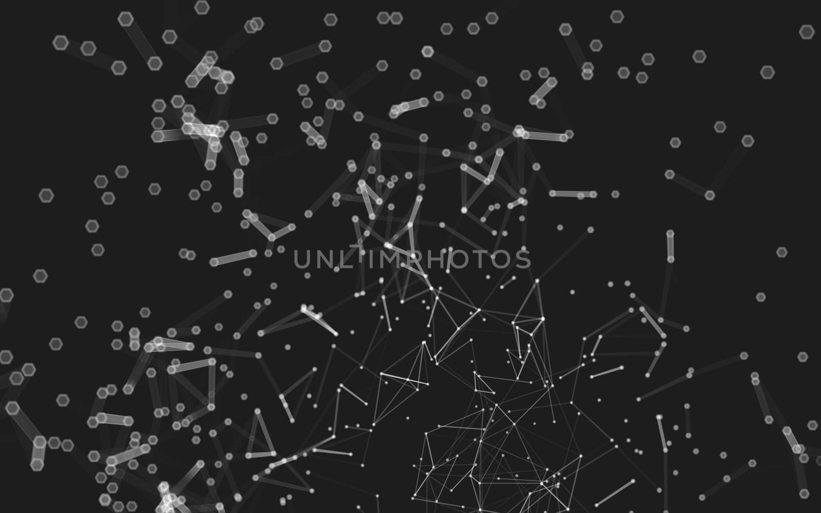 Abstract polygonal space low poly dark background with connecting dots and lines. Connection structure. 3d rendering