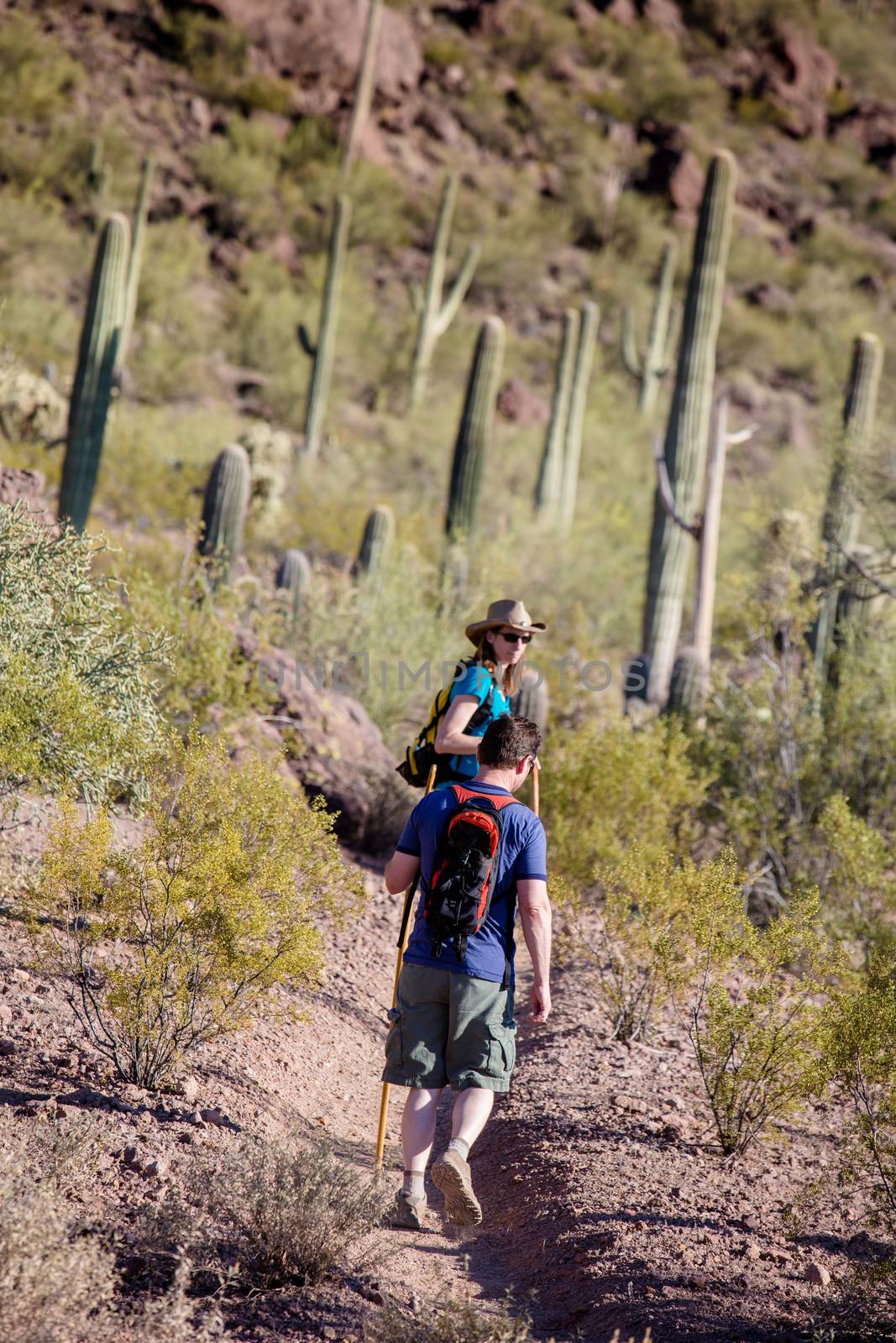 Couple rugged hiking in the American Southwest