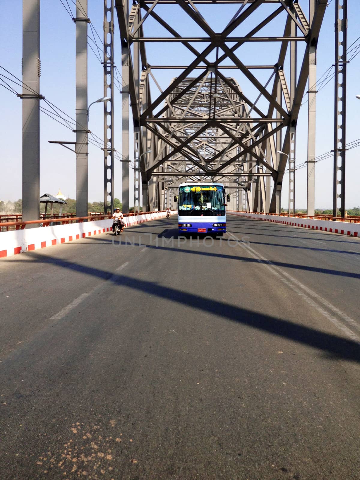 Mandalay, Myanmar, April 20, 2013 : Sagaing Bridge over the Irrawaddy River near Mandalay Myanmar 