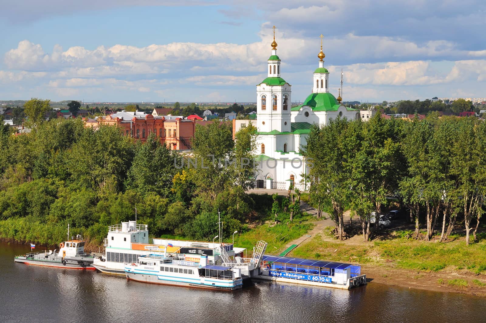 Voznesensko-Church of St. George and boats at the mooring on the by veronka72