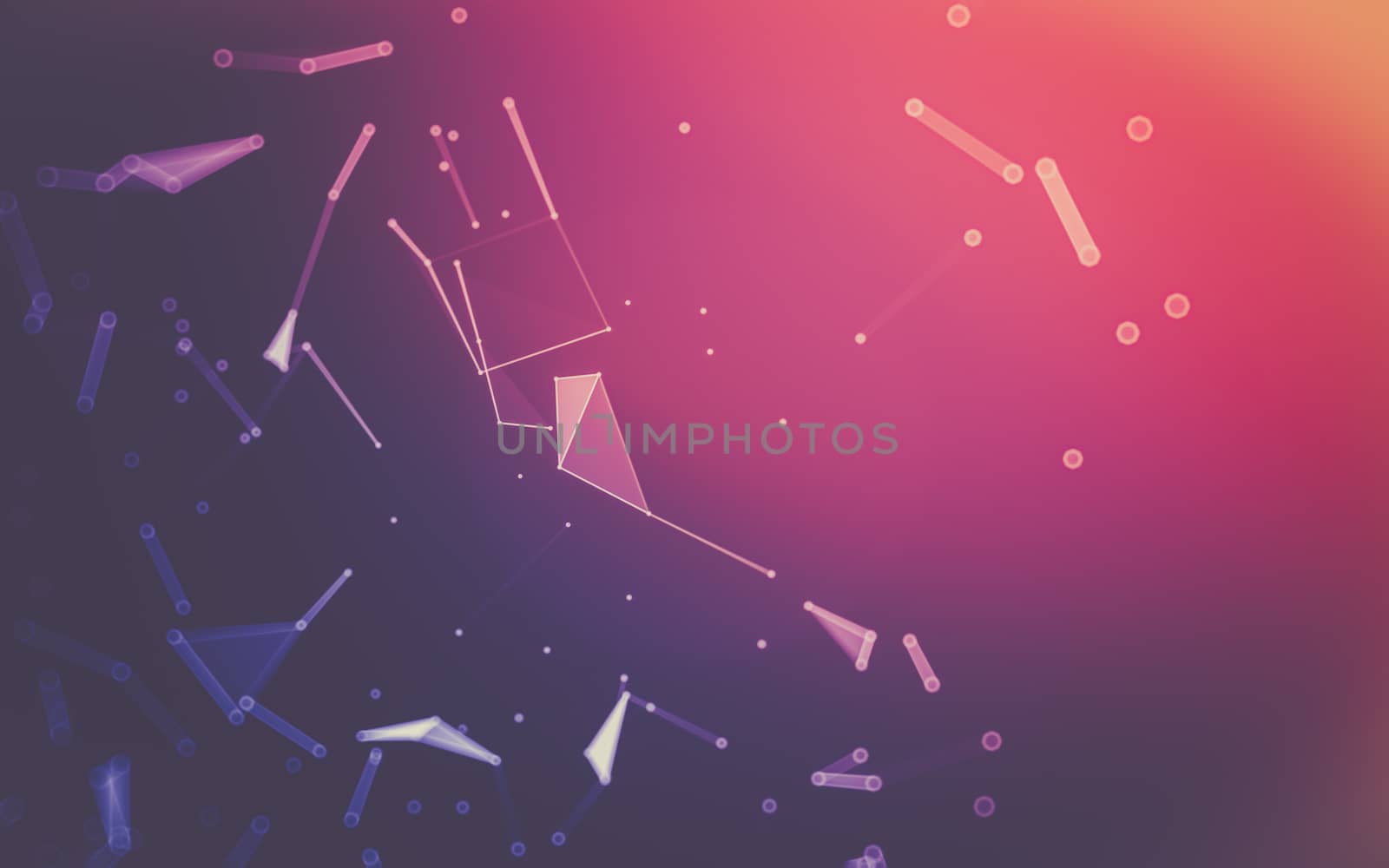 Abstract polygonal space low poly dark background with connecting dots and lines. Connection structure. 3d rendering