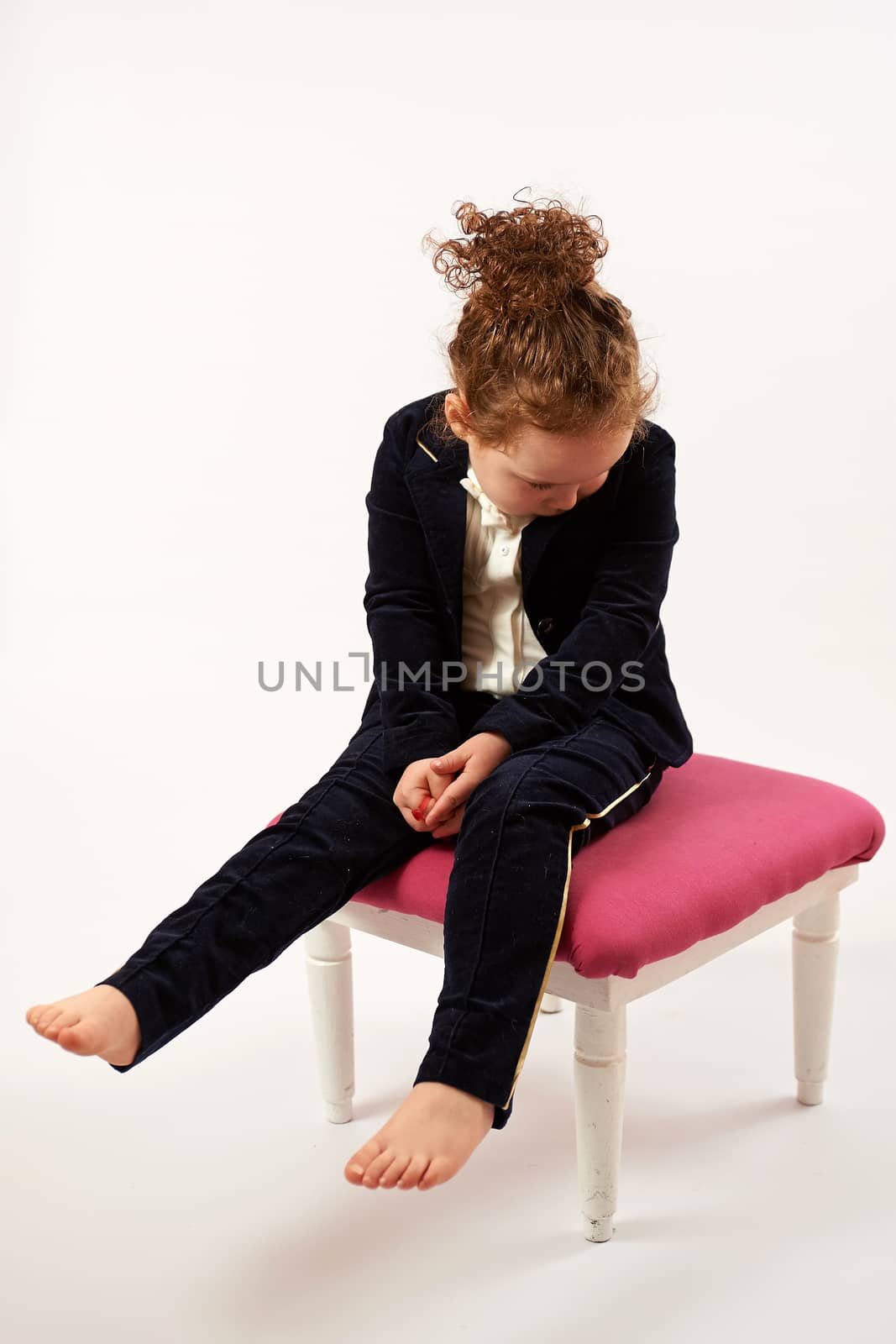 Little Girl Fashion Model in Black Suit by Multipedia