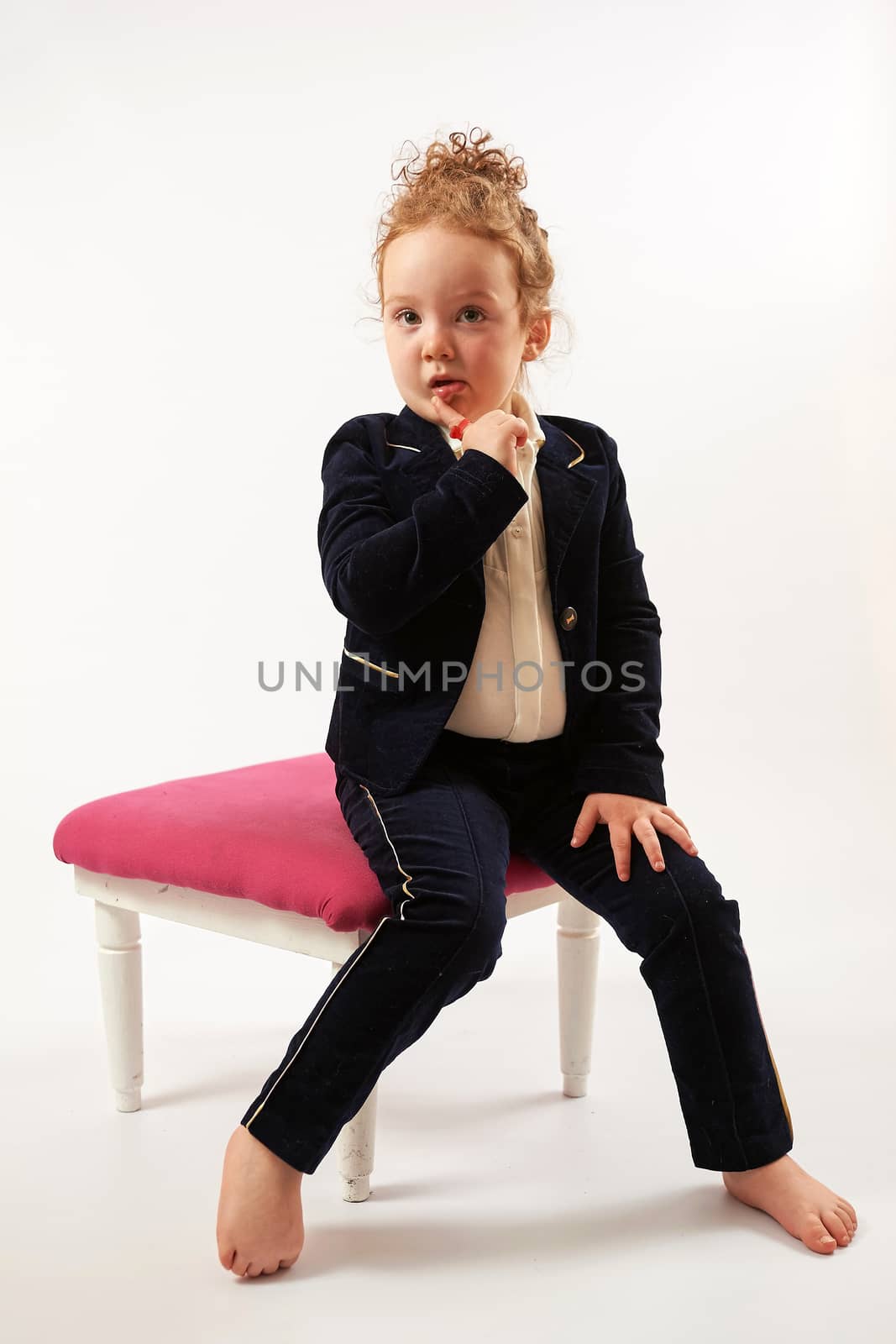 Little Girl Fashion Model in Black Suit by Multipedia