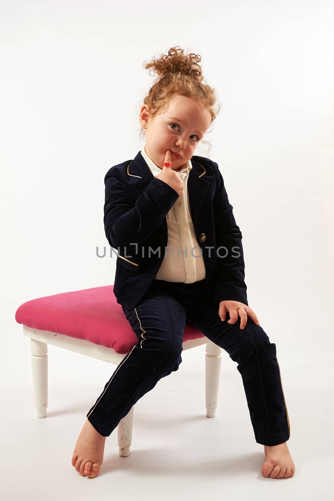 Little Girl Fashion Model in Black Suit by Multipedia