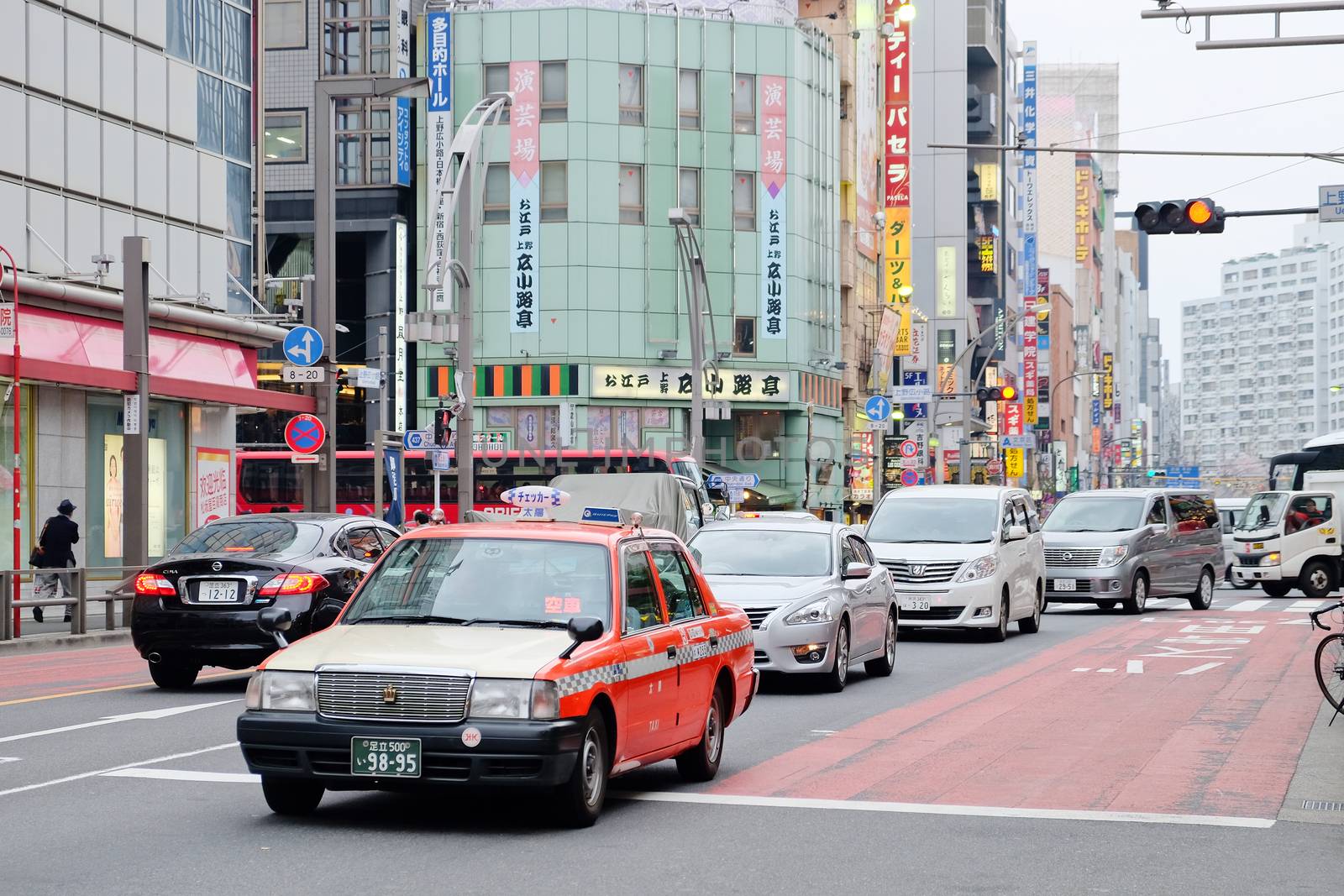 TOKYO-APRIL1,2016: Area in the Ueno Hirokoji intersection on APRIL1, 2016: in Tokyo. the market near Ueno Hirokoji has more of the usual shops.There are many modern Western-style shops and restaurant