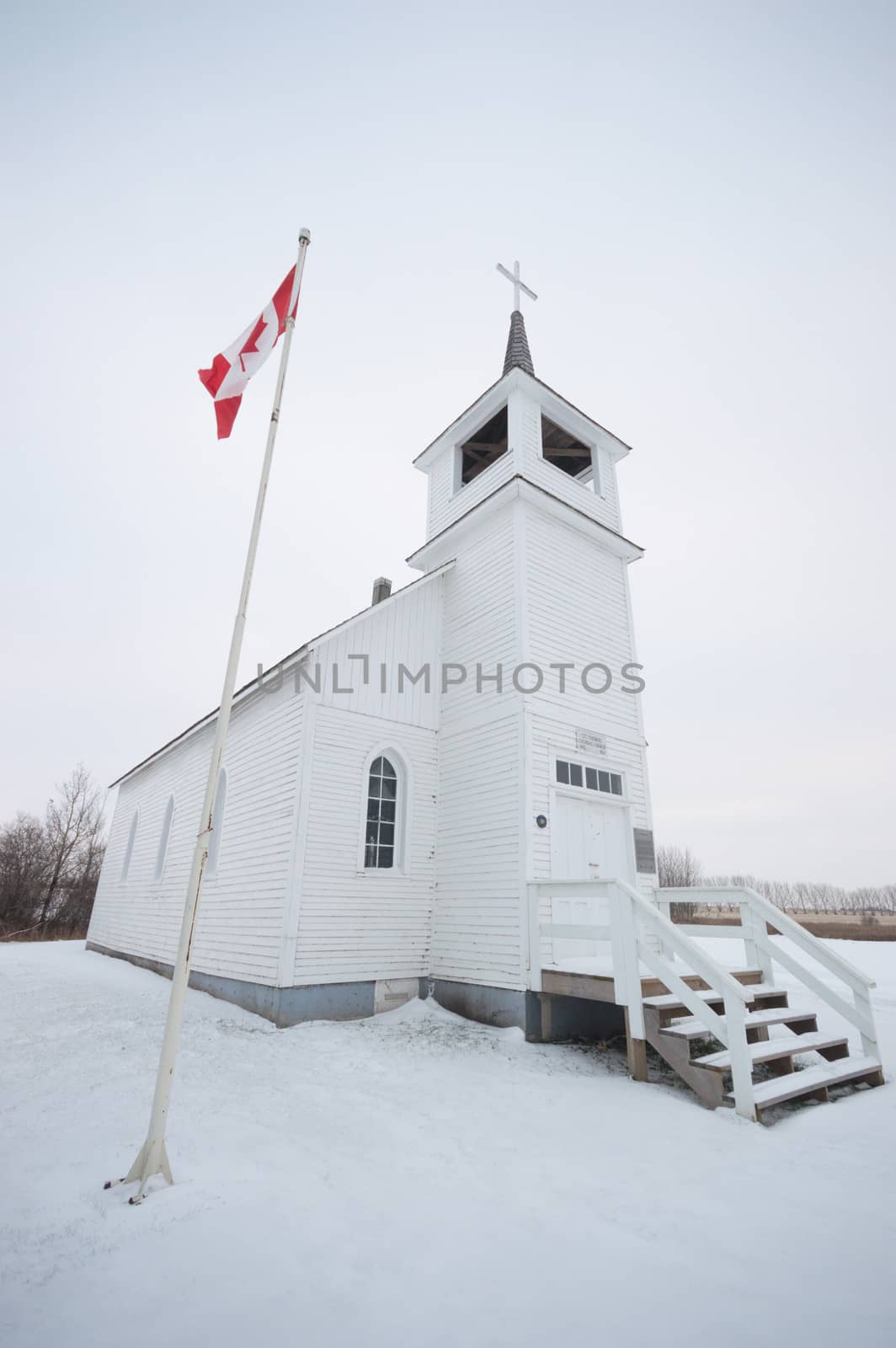 historic architecture of the building on a cold winter day