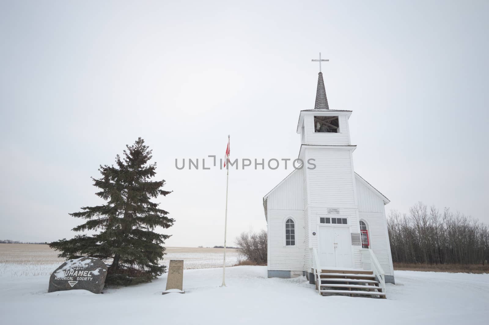 historic architecture of the building on a cold winter day