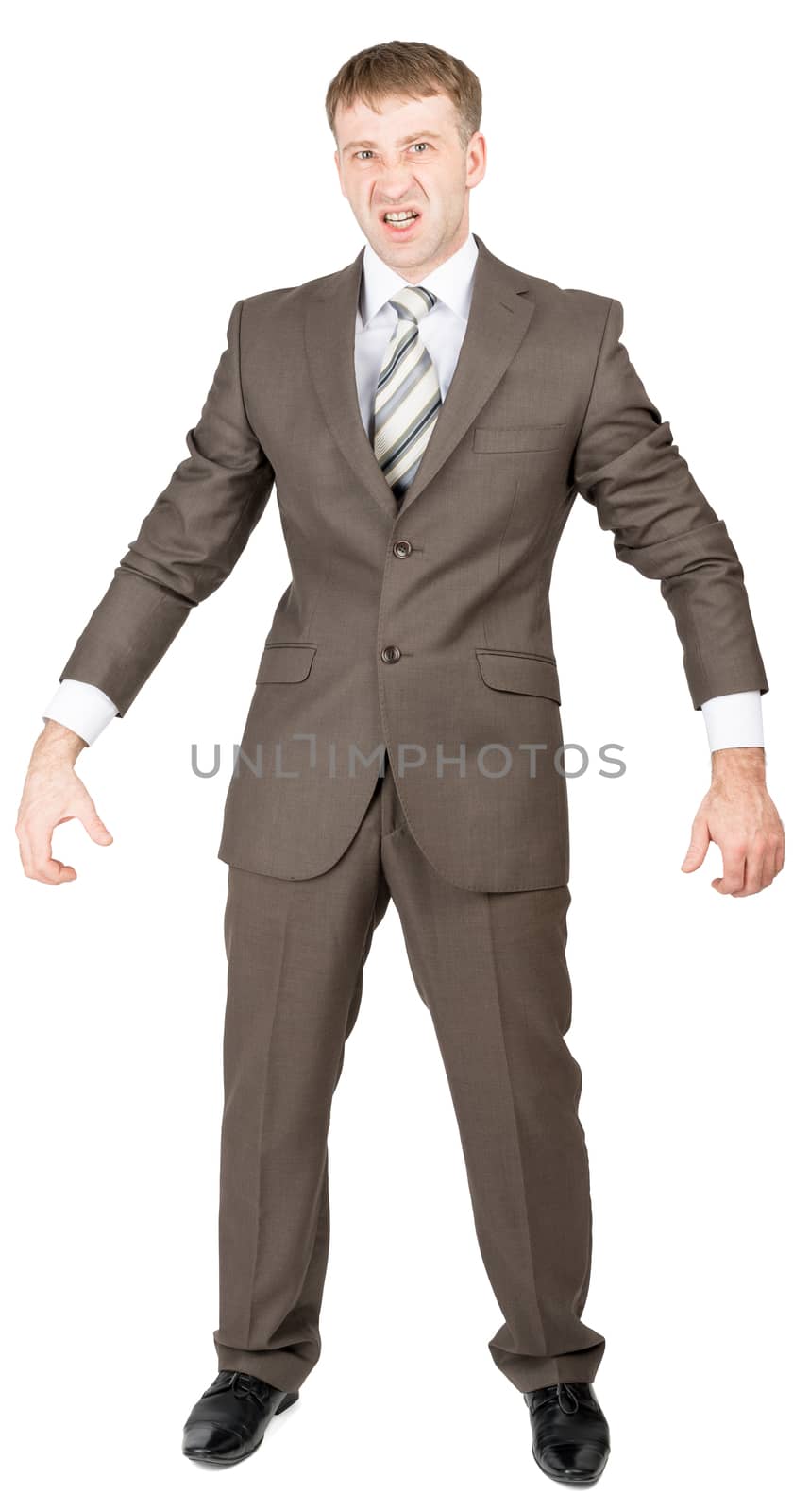 Businessman in suit ready to work isolated on white background