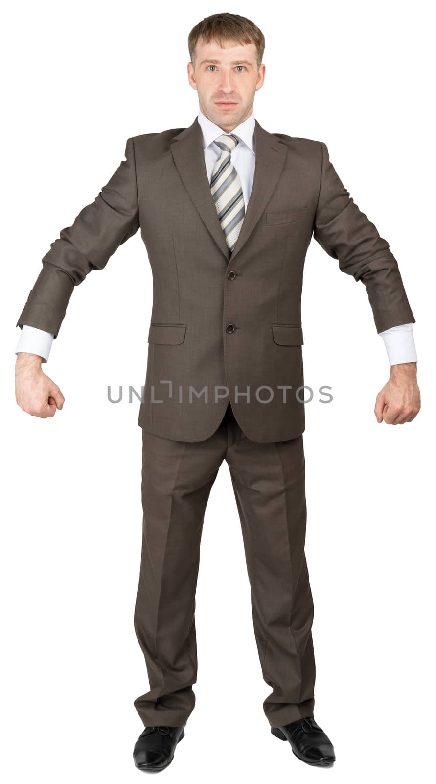 Businessman in suit ready to work isolated on white background