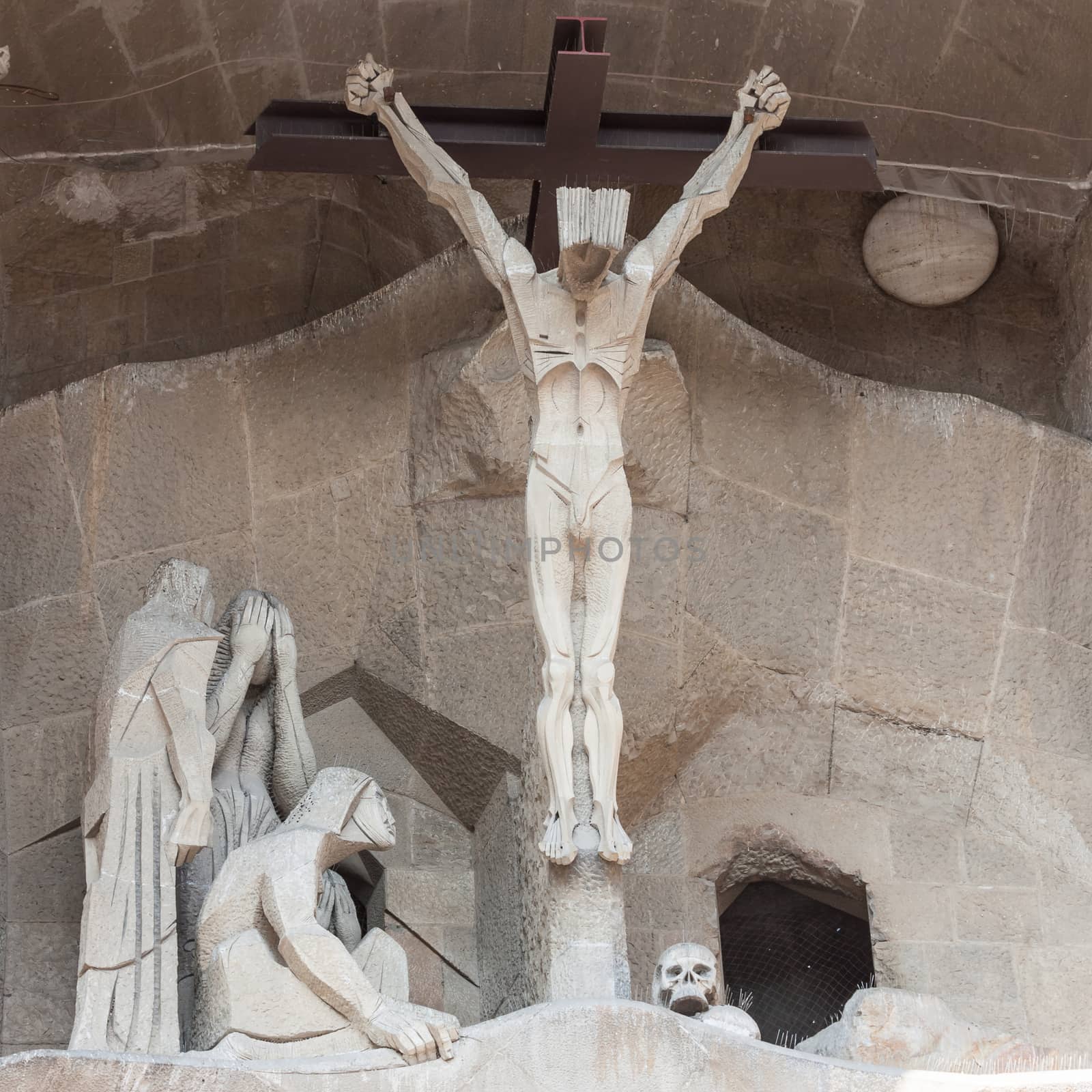 Barcelona, Spain. Amazing esterior details of Sagrada Familia Church