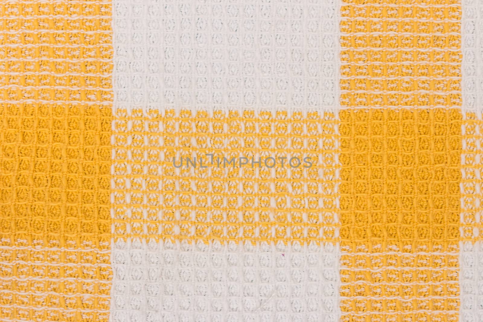 Yellow and white chess towel fabric. Tablecloth texture. by AnaMarques
