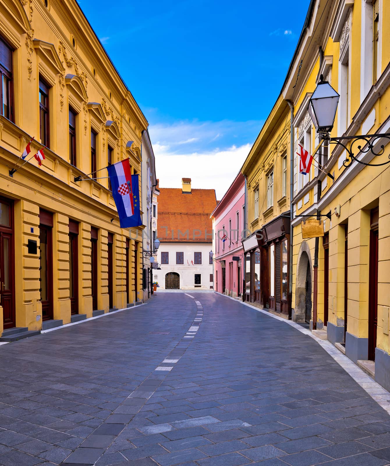 Street of baroque town Varazdin, northern Croatia