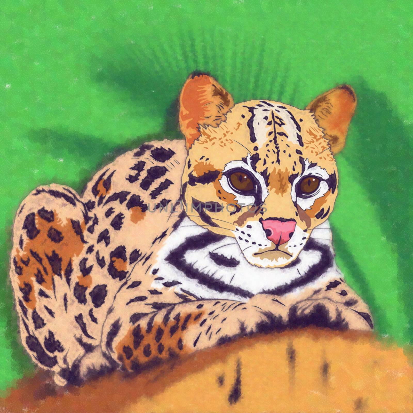 Wild cats in the habitat. Jaguar in ambush