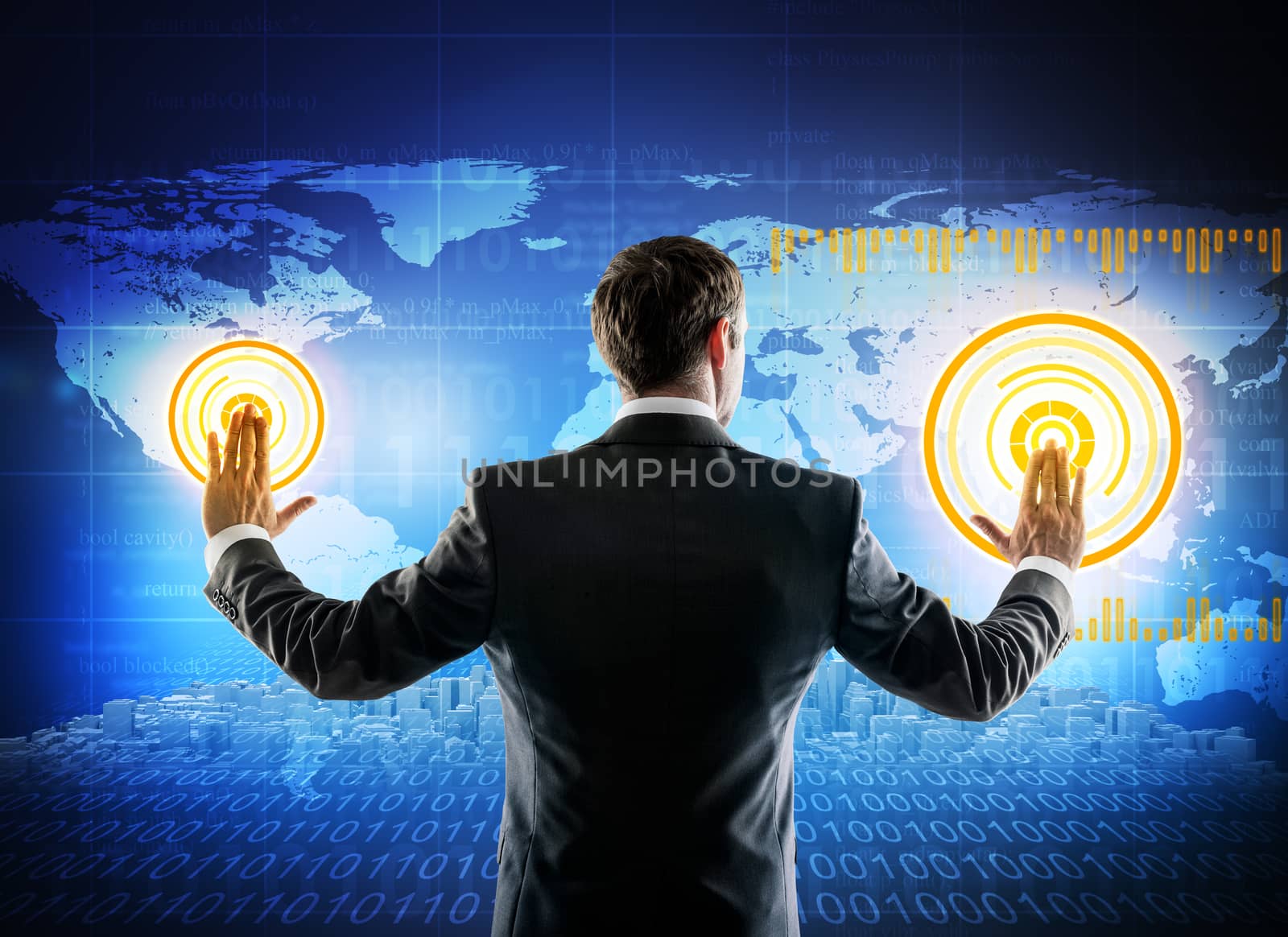 Businessman working with digital virtual screen by cherezoff
