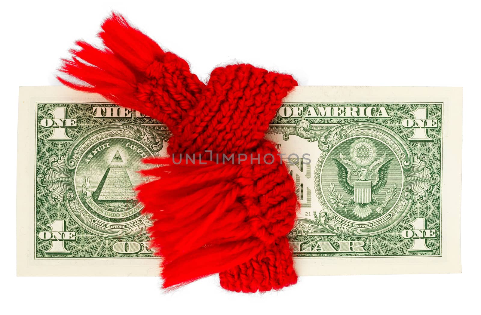 Dollar wrapped in a red scarf by cherezoff