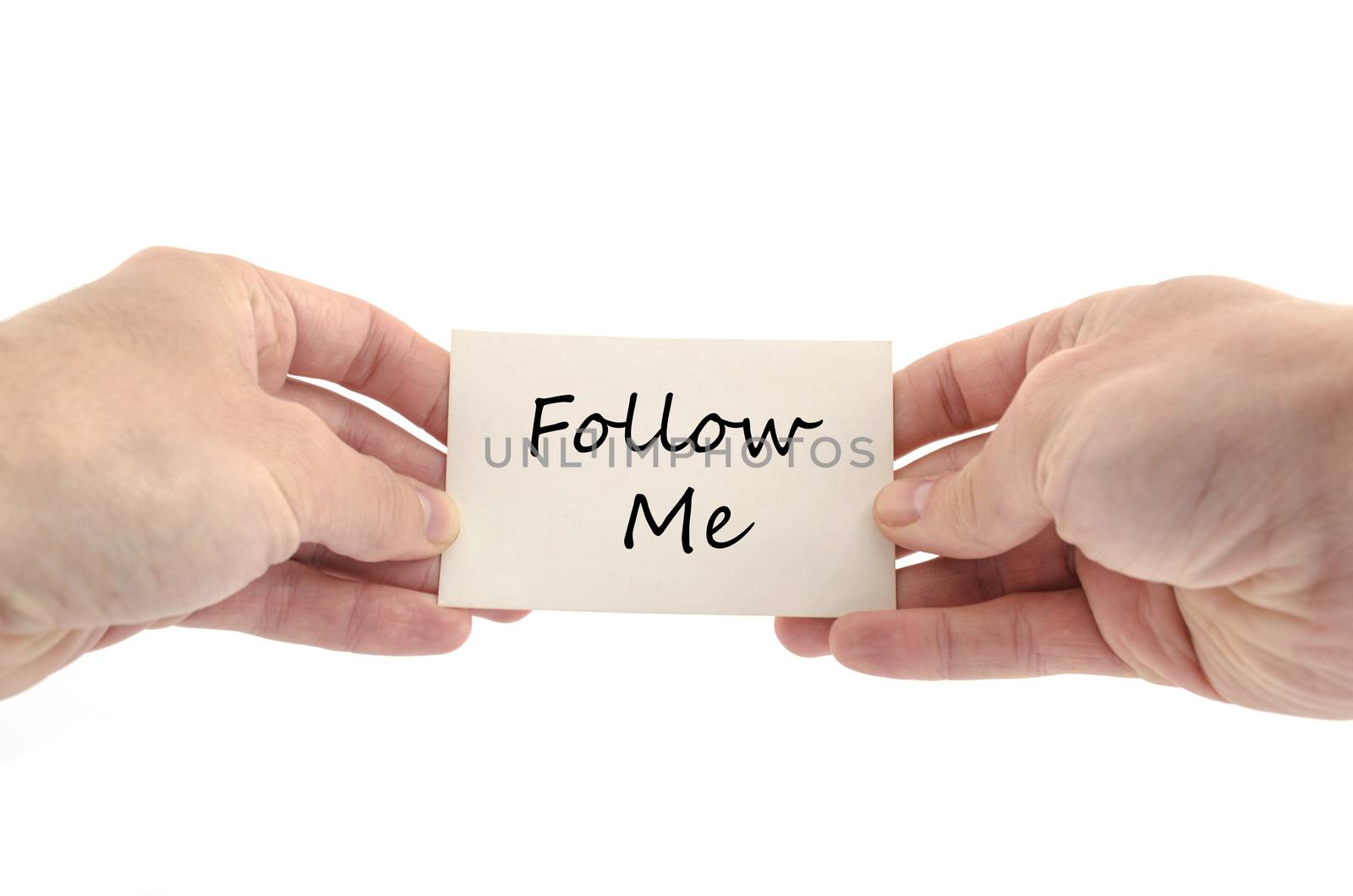 Follow me text concept isolated over white background